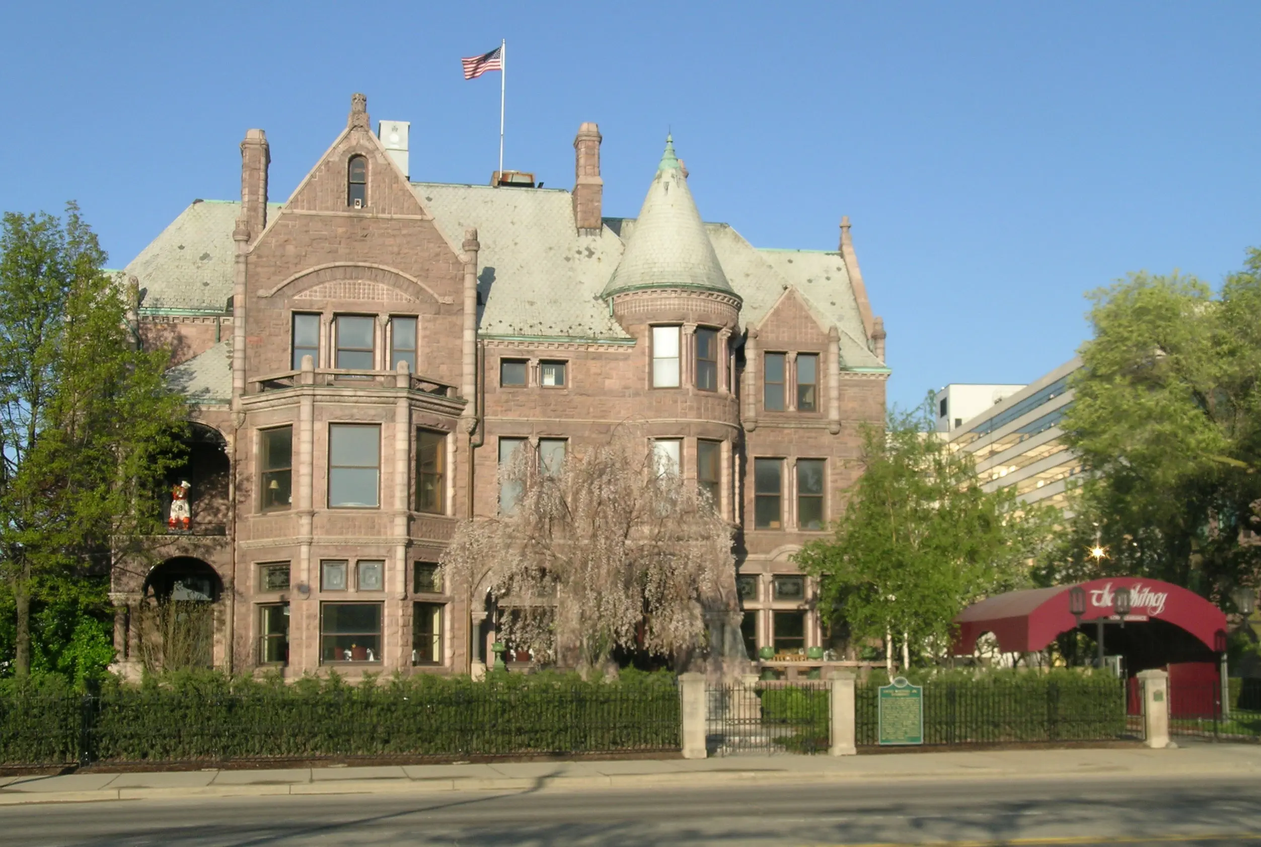 Exterior image of the The Whitney mansion in Detroit.