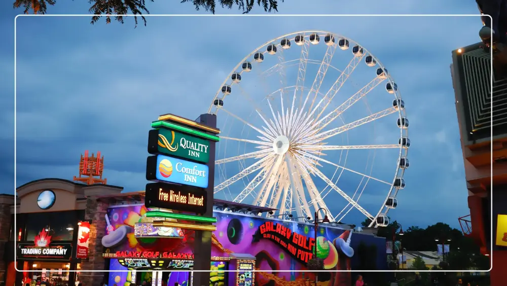Photo of Clifton Hill Niagara Falls and the Niagara Skywheel.