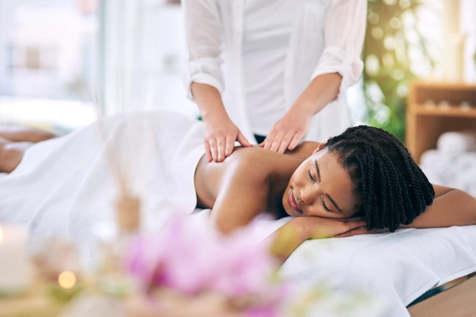 Girl getting a massage at a spa