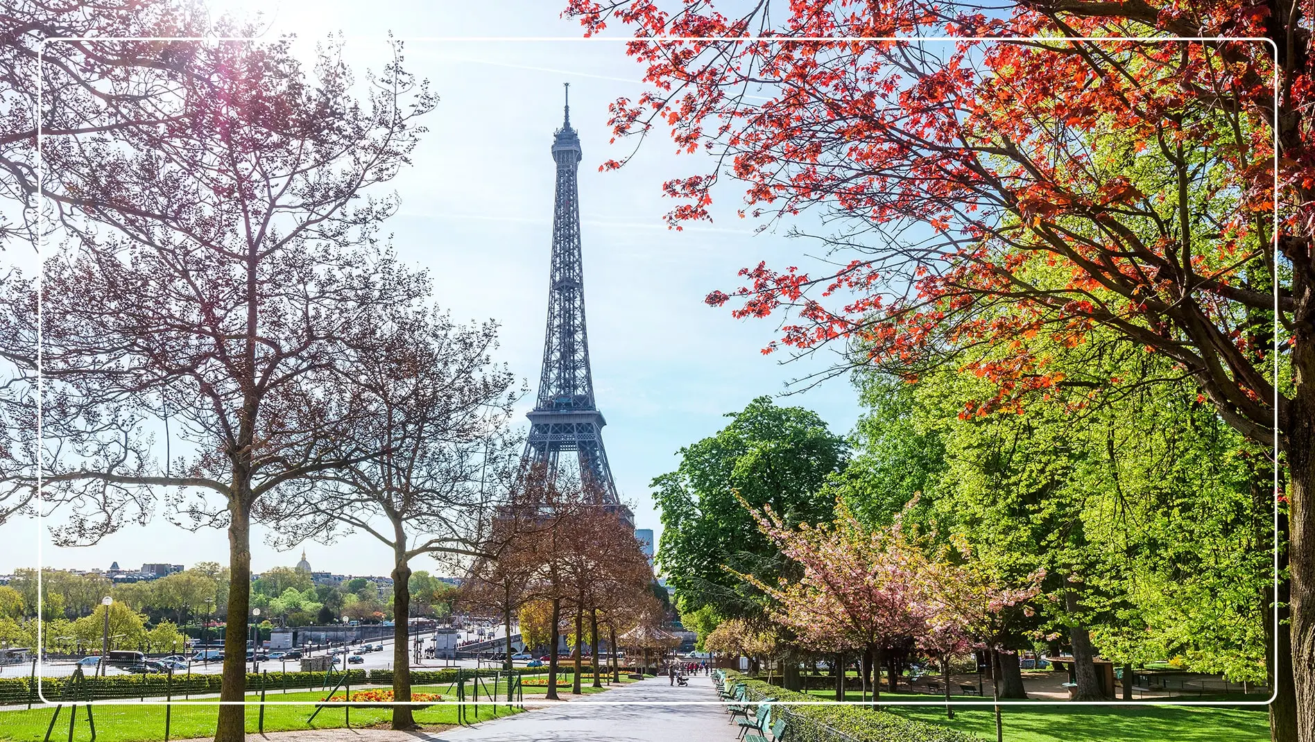 A view of the Eiffel Tower in Paris.