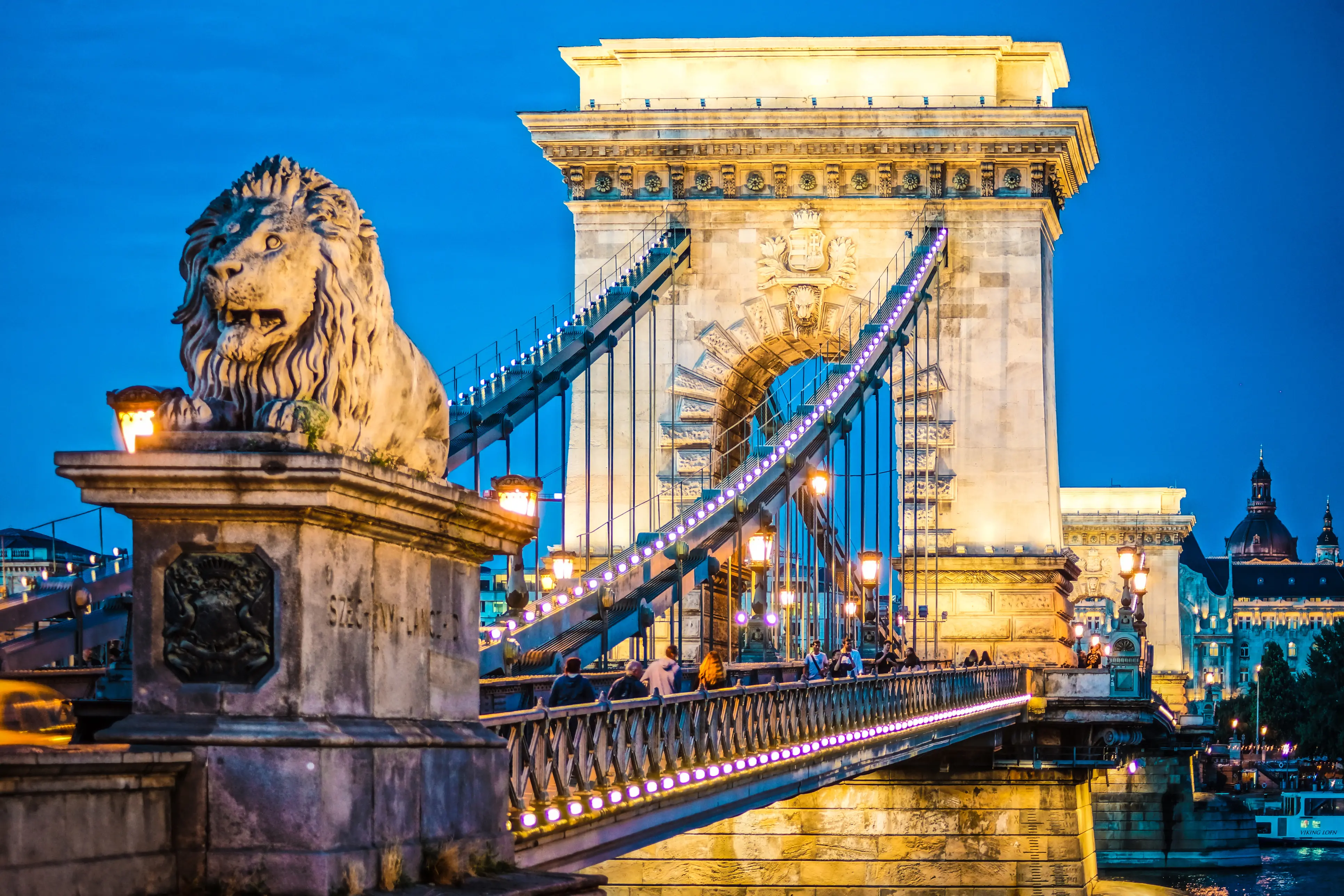 Szechenyi Chain Bridge in Budapest Hungary