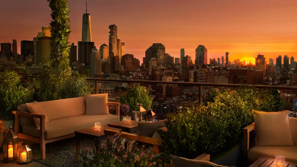 The view from The ROOF, one of the best rooftop bars in New York City.