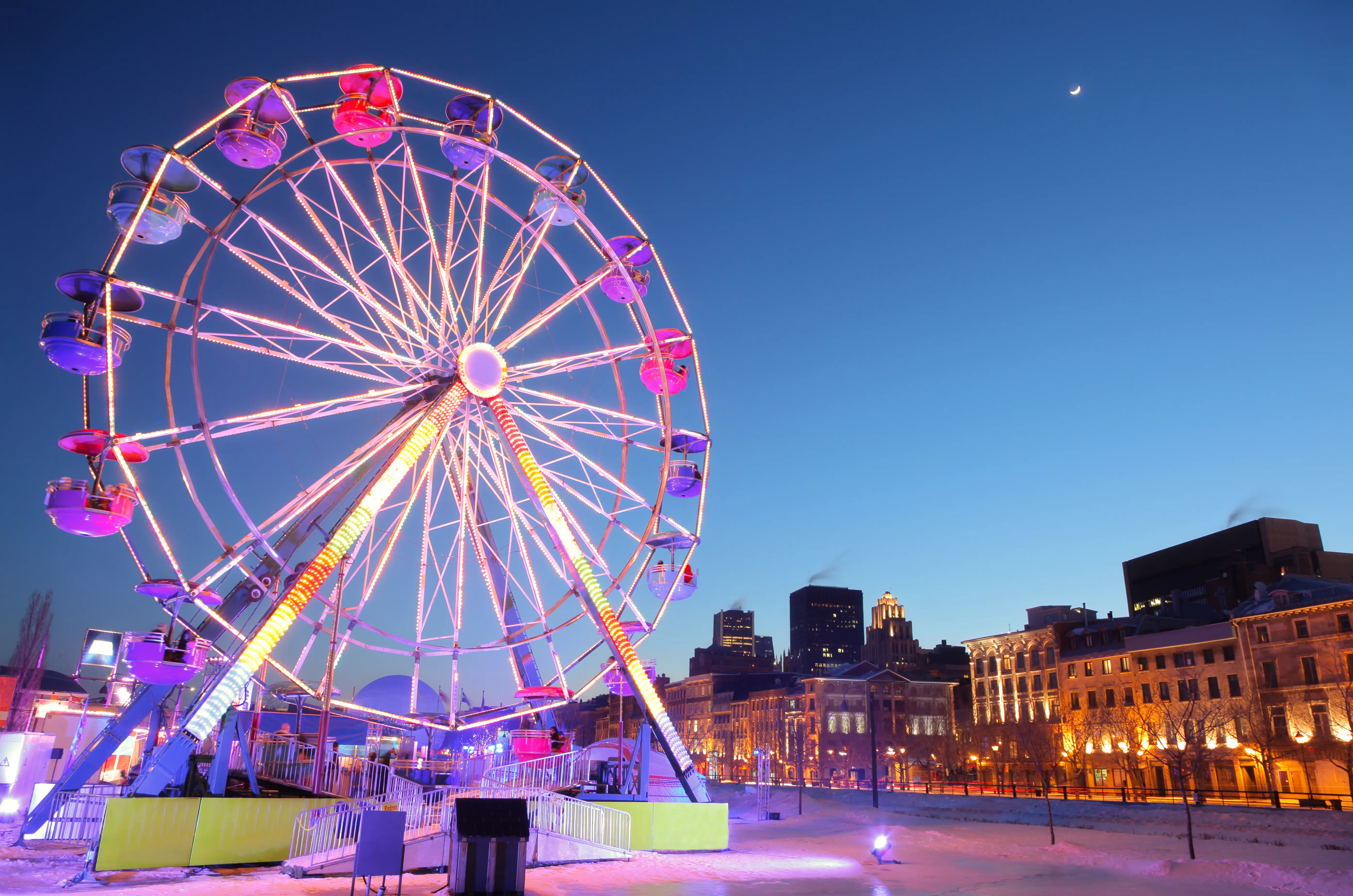 Image of a Feris Wheel in Old Montreal, Quebec, Canada.