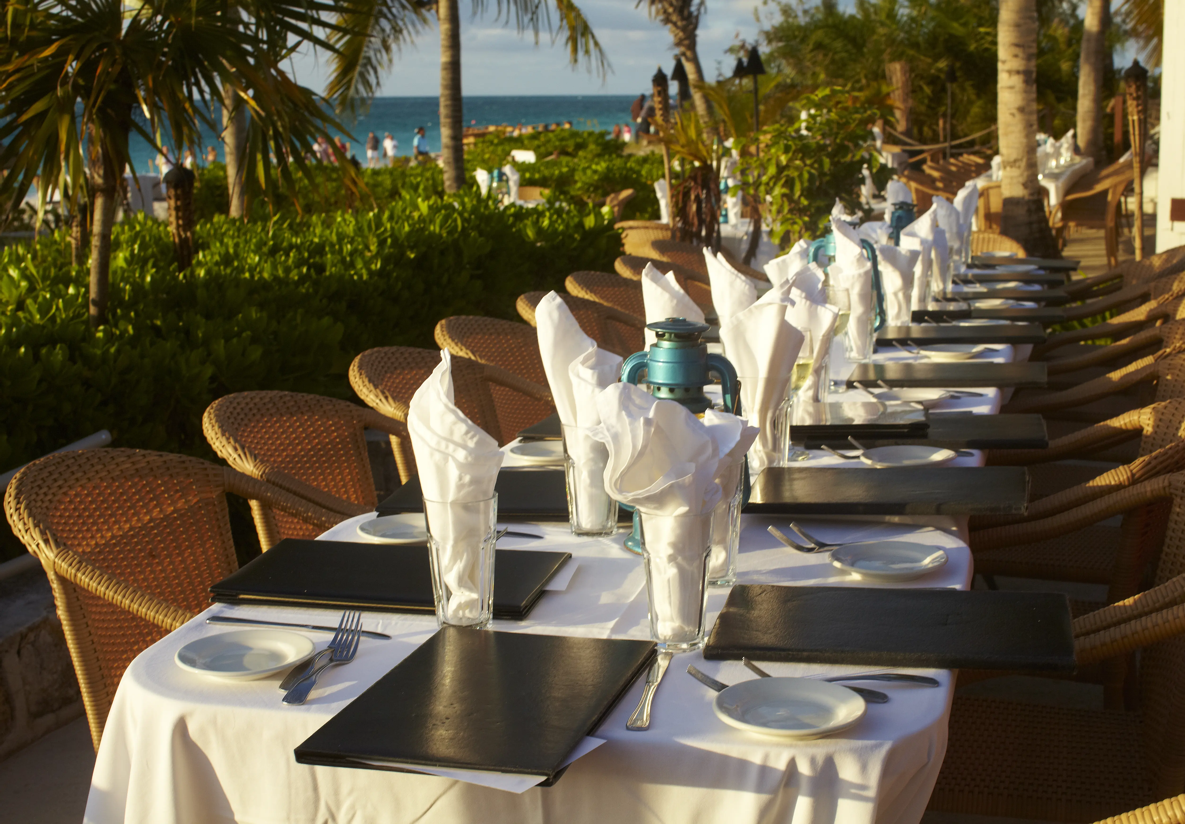 Image of a restaurant table in Turks and Caicos.