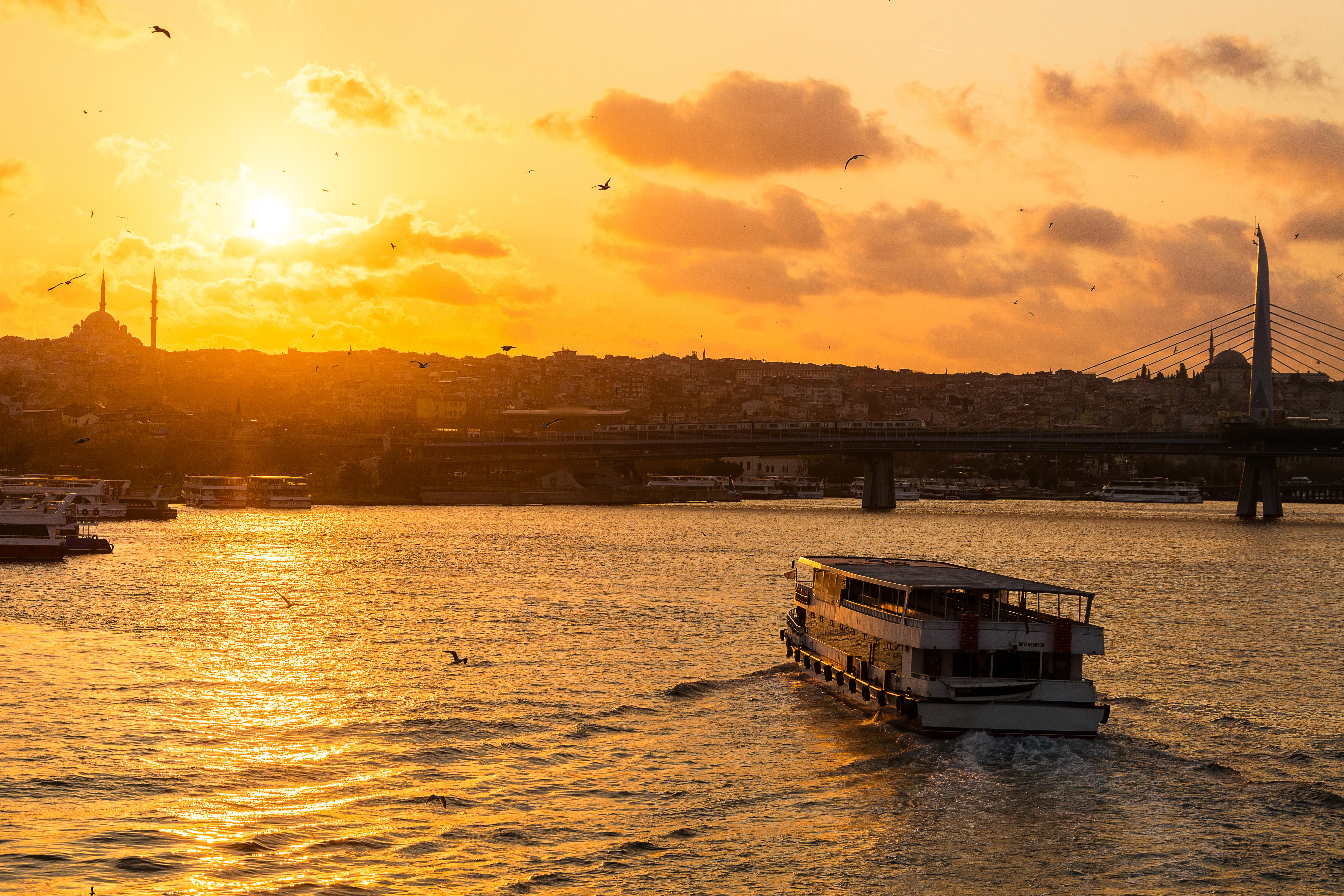 Photo of a Ferry on the water at sunset, Istanbul