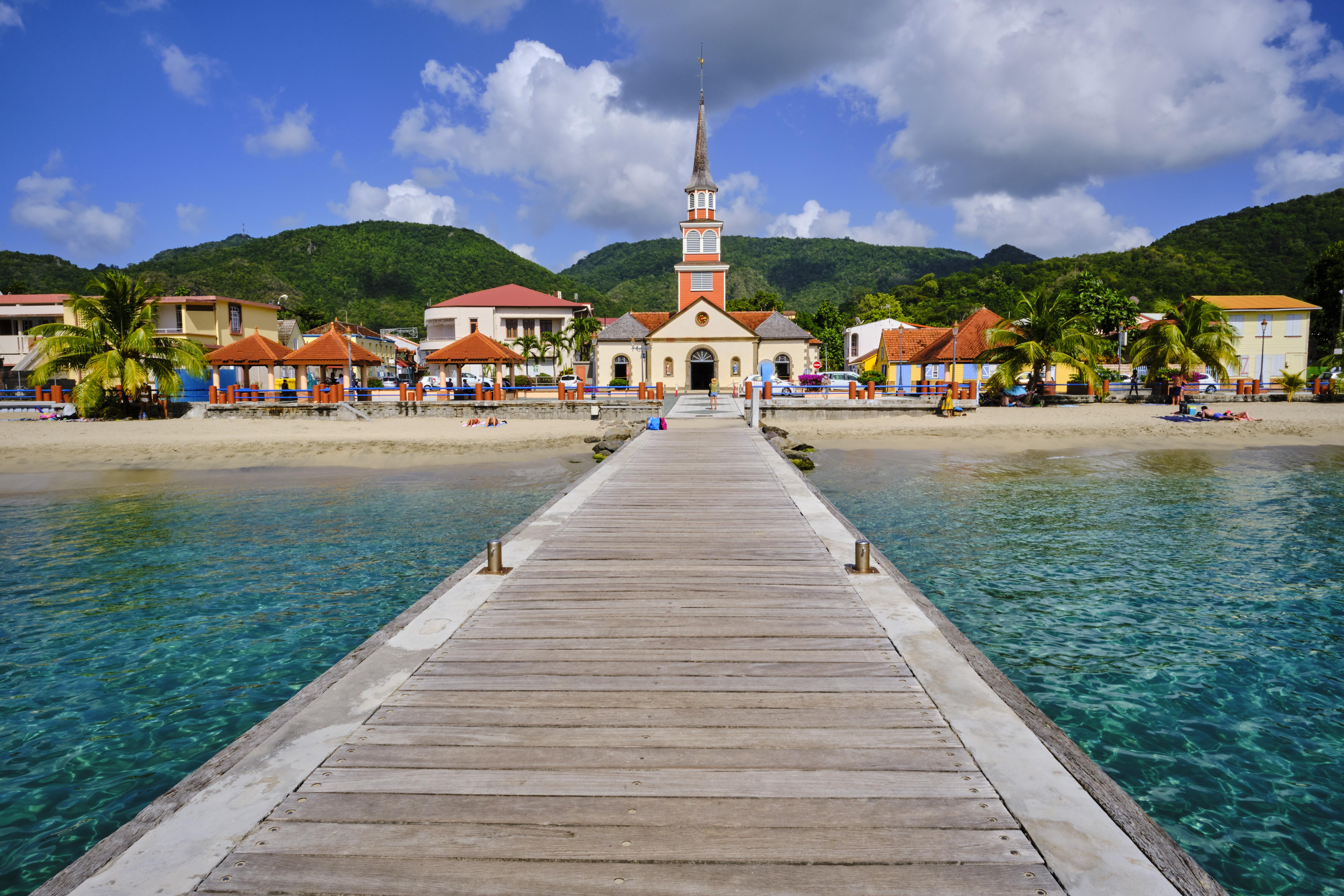 Image of the Église Saint‑Henri des Anses‑d’Arlet in Les Anses‑d’Arlet on the Caribbean coast of Martinique.