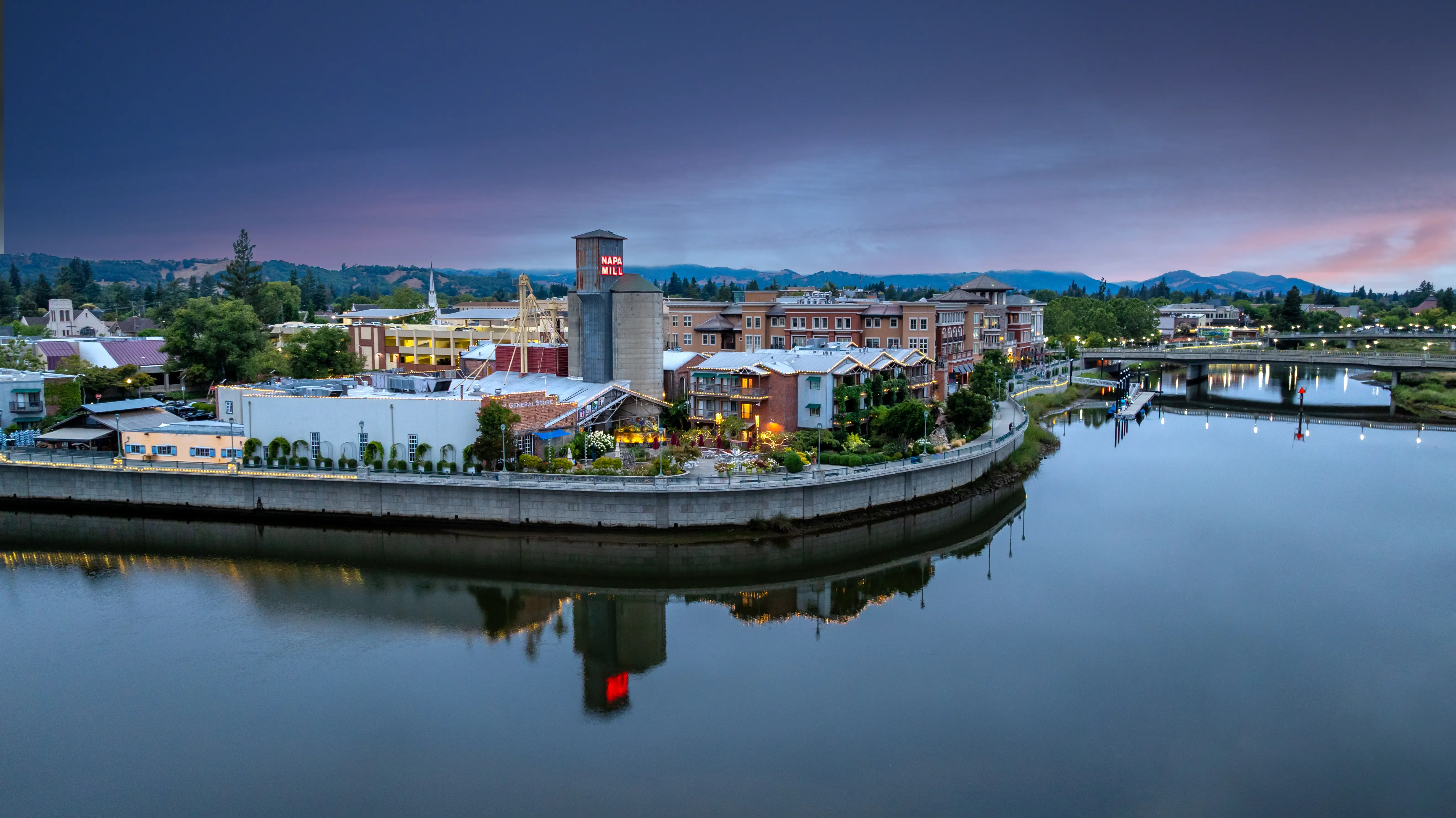 Image of downtown Napa, California, in the evening.