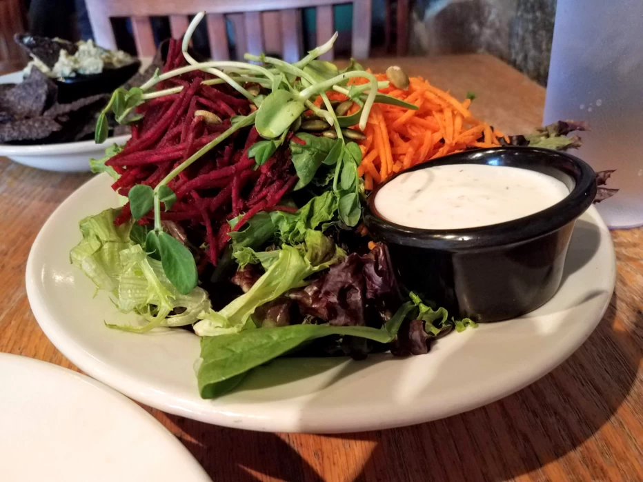 Salad with house-made vegan ranch dressing at The Wild Cow in Nashville.