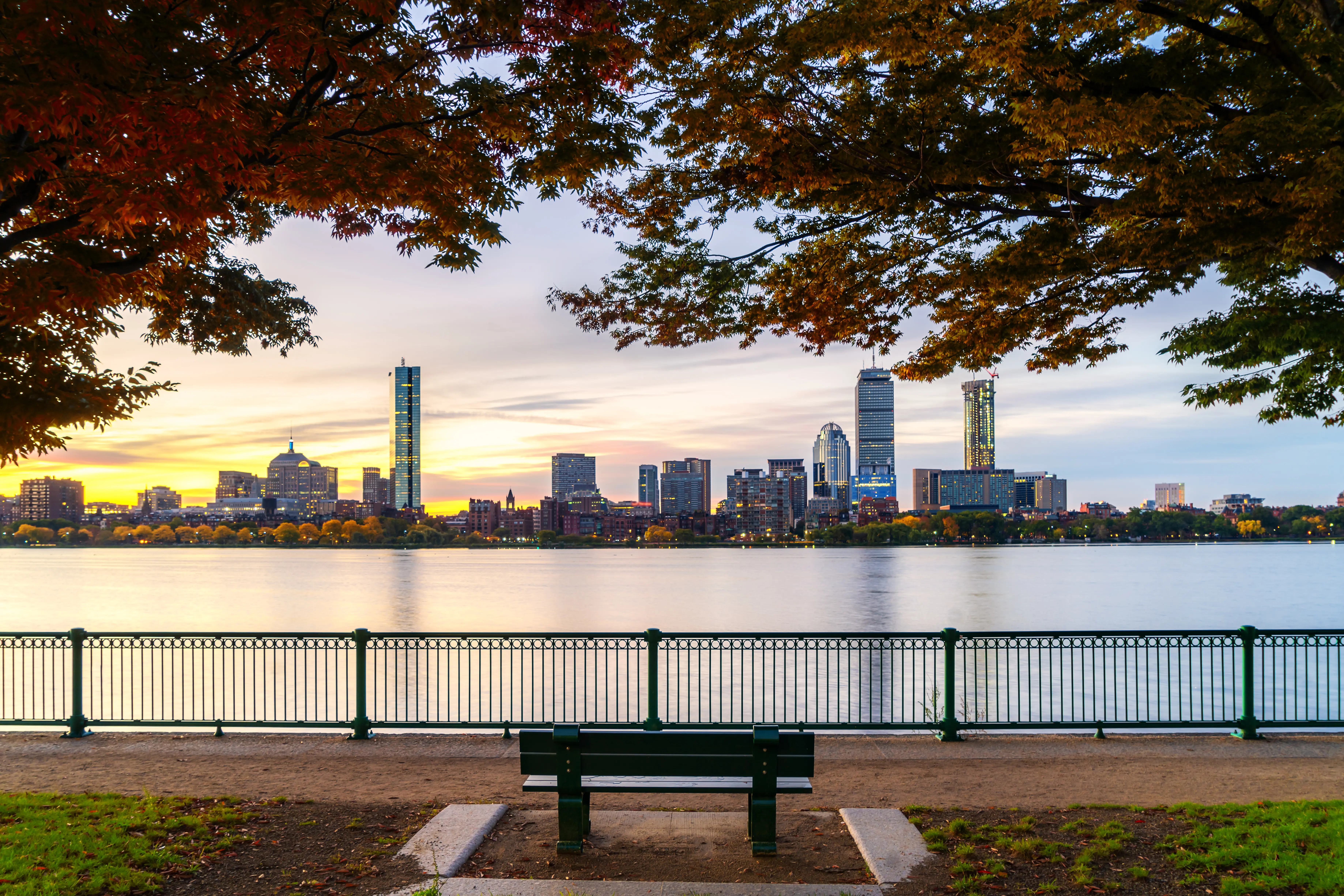 Image of Boston's skyline in fall.