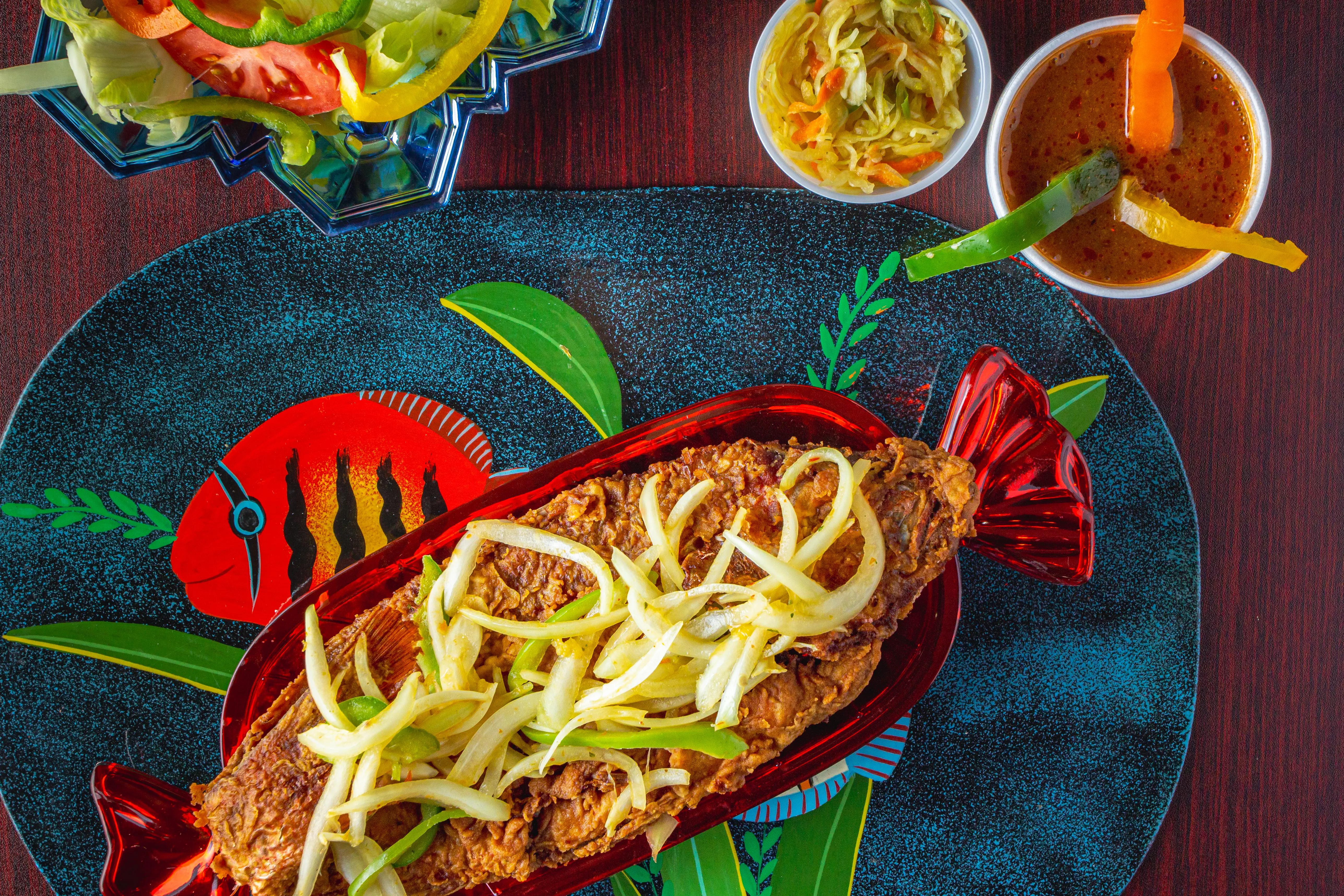 Image of a serving of Escovitch Fish.