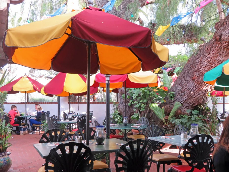 Casa Guadalajara's relaxing open-air patio in Old Town San Diego where delicious Mexican food is served