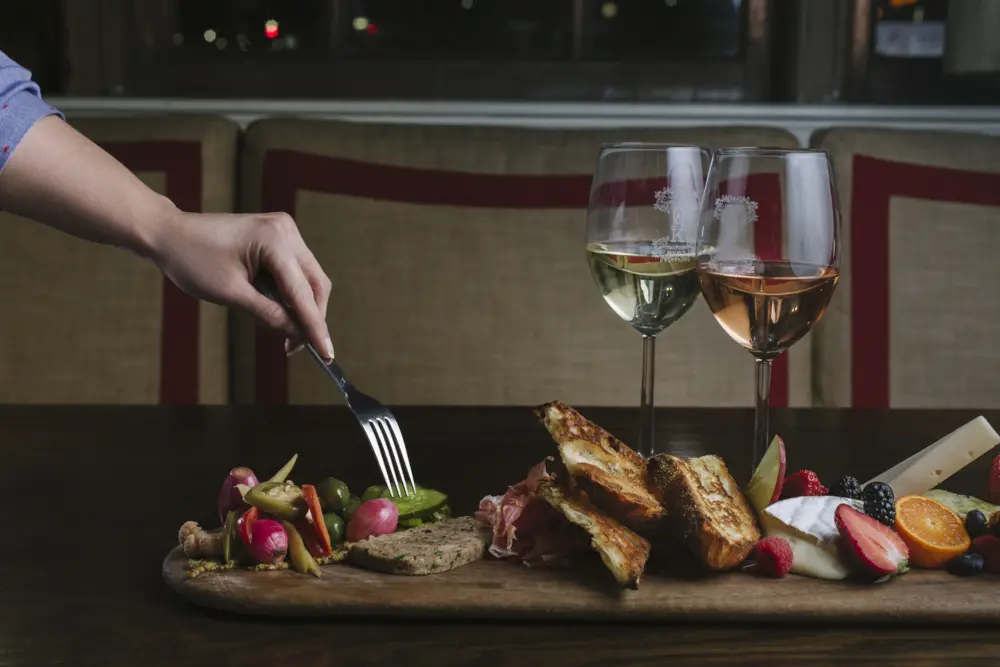 Photos of restaurant and dishes at OAK Long Bar + Kitchen