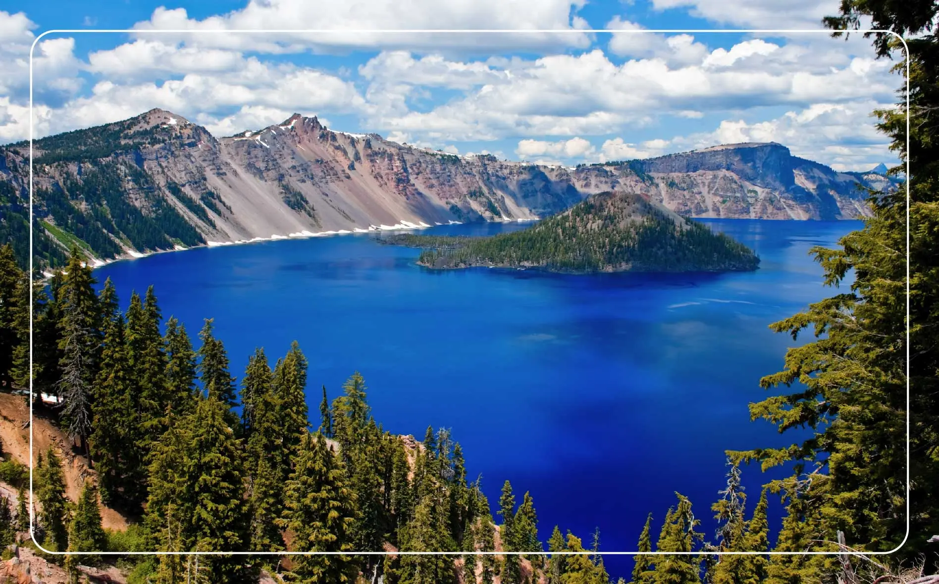 Gorgeous Crater Lake on a summer day.