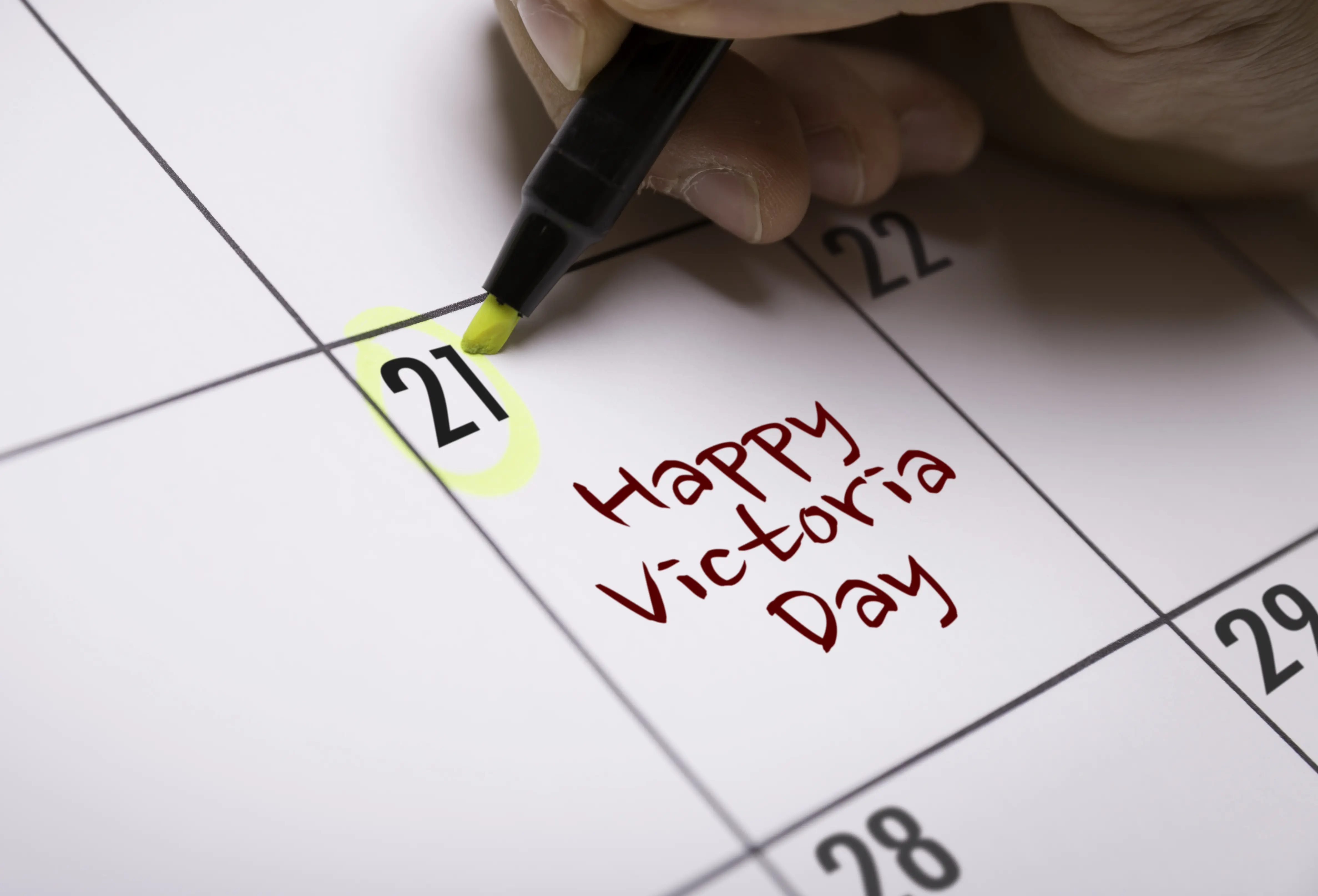 Calendar showing Victoria Day holiday in Canada