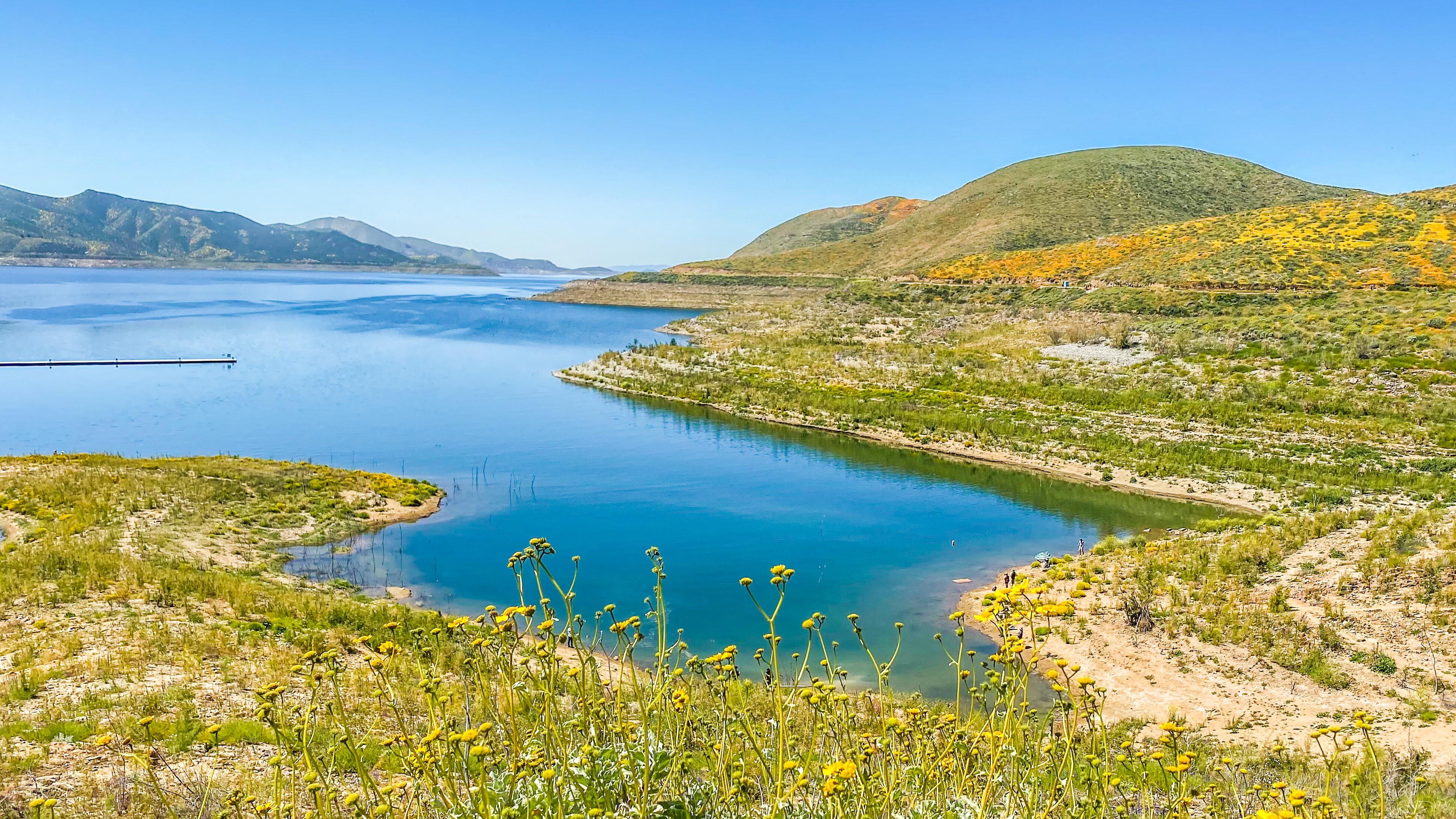 Image of scenic shoreline of Lake Hemet, in California.