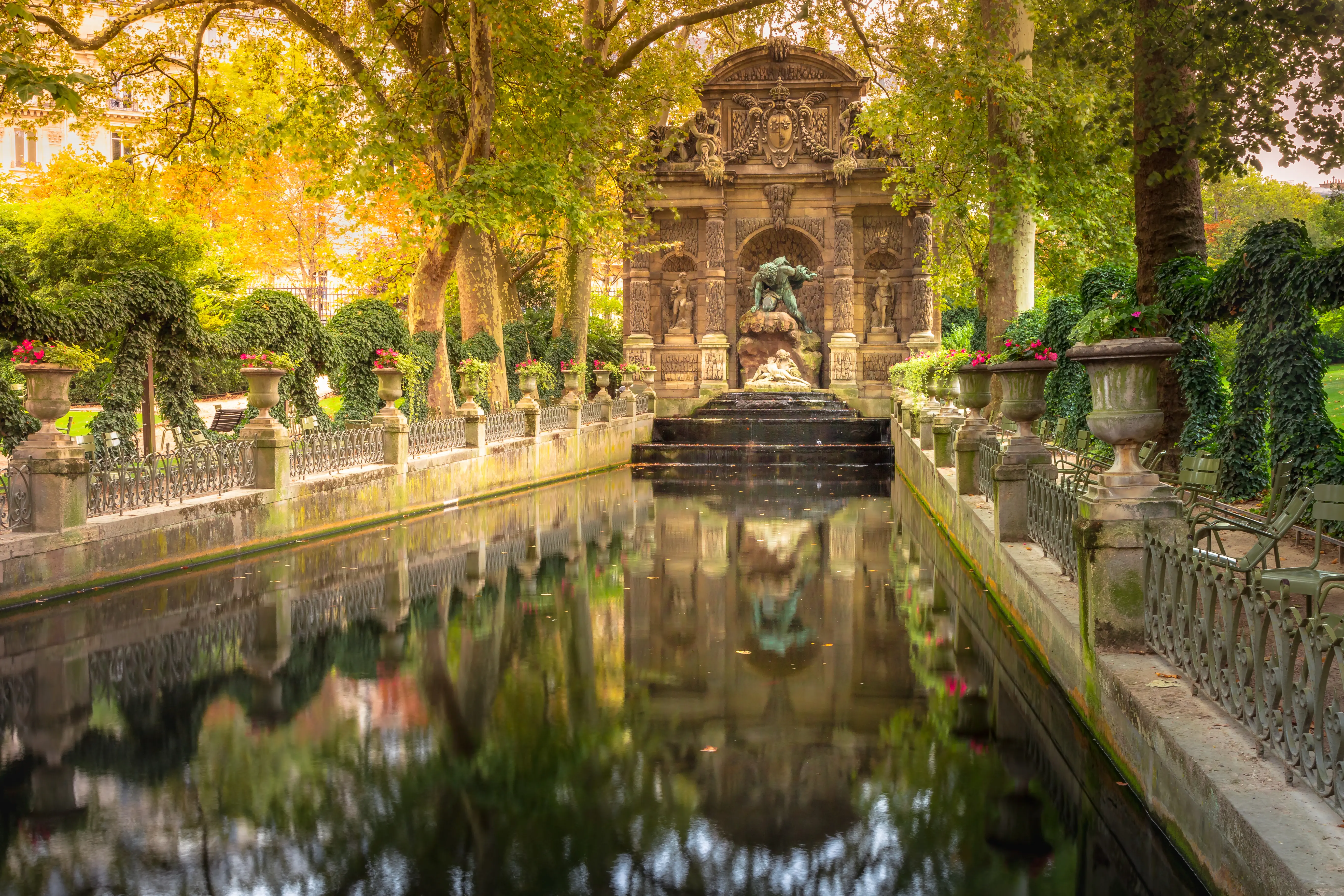 View of the Medici Fountain in Luxembourg Gardens, Paris