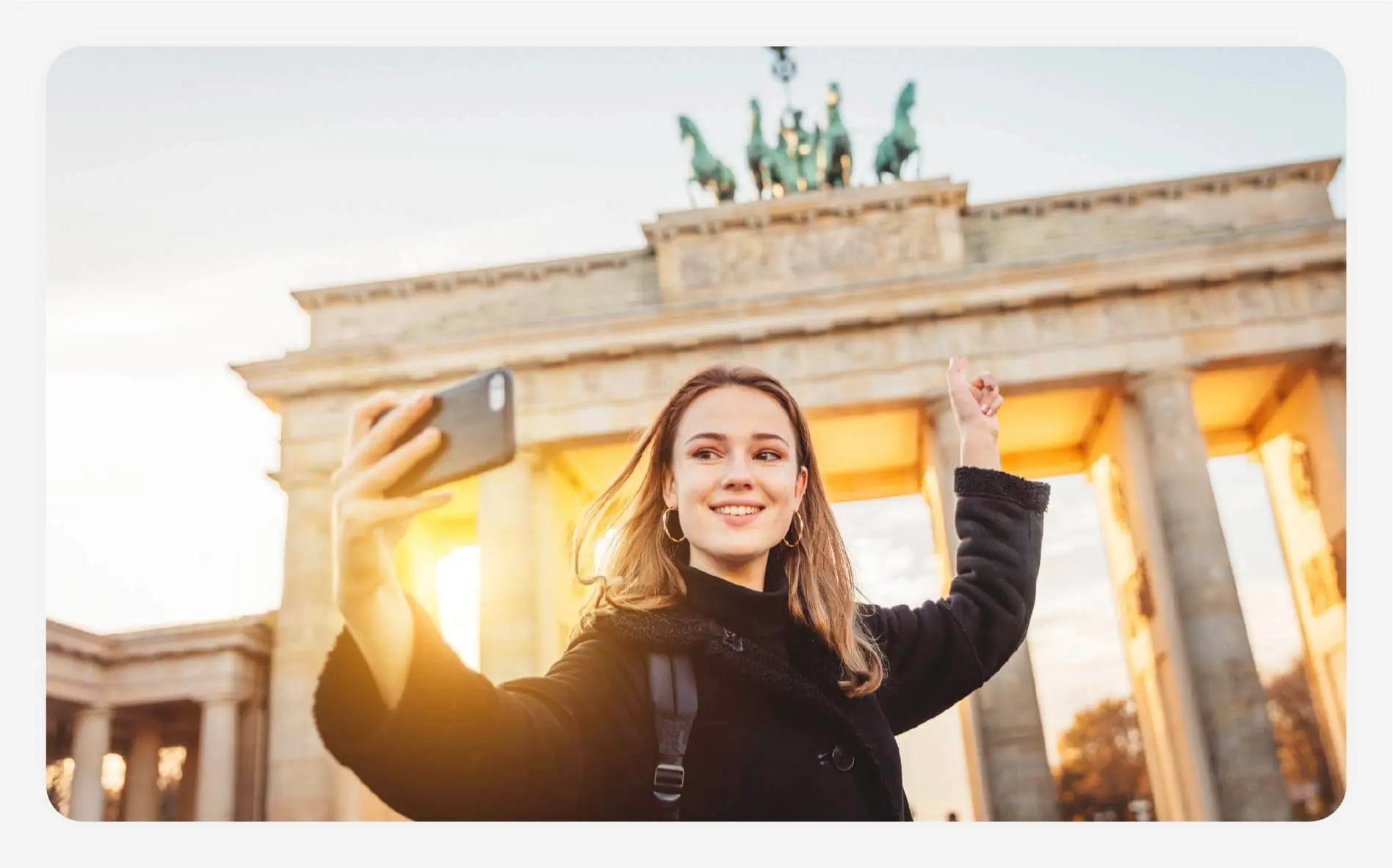 Solo female traveler taking a selfie