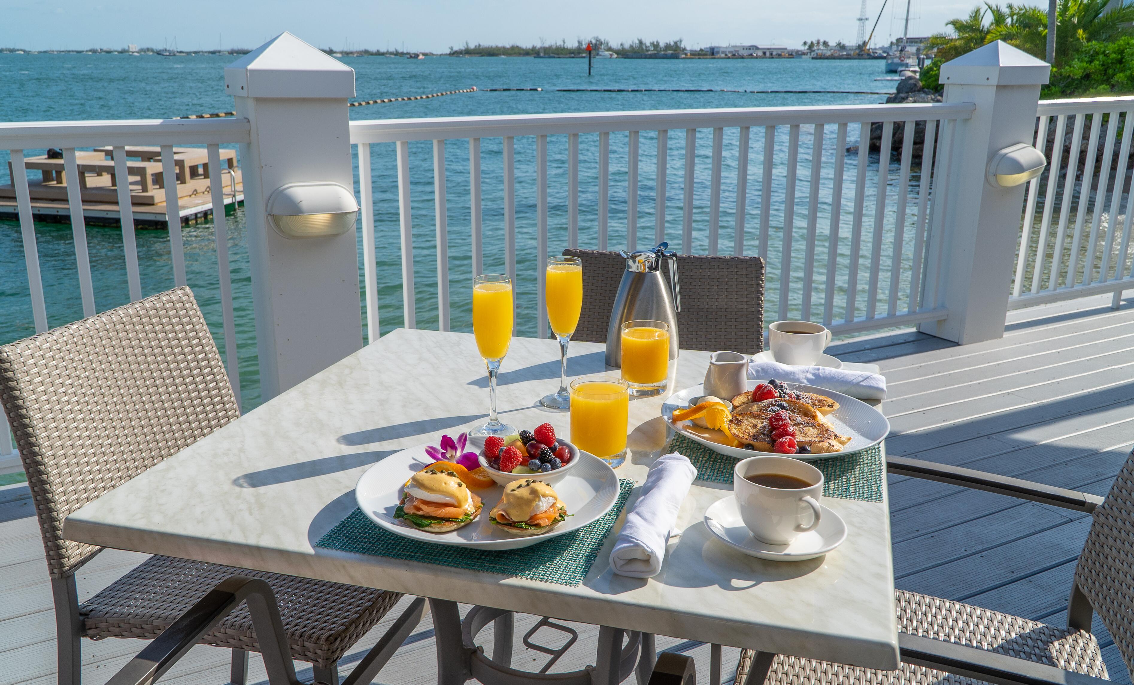 outside breakfast overlooking water, Pier House Resort and Spa, Key West, Florida