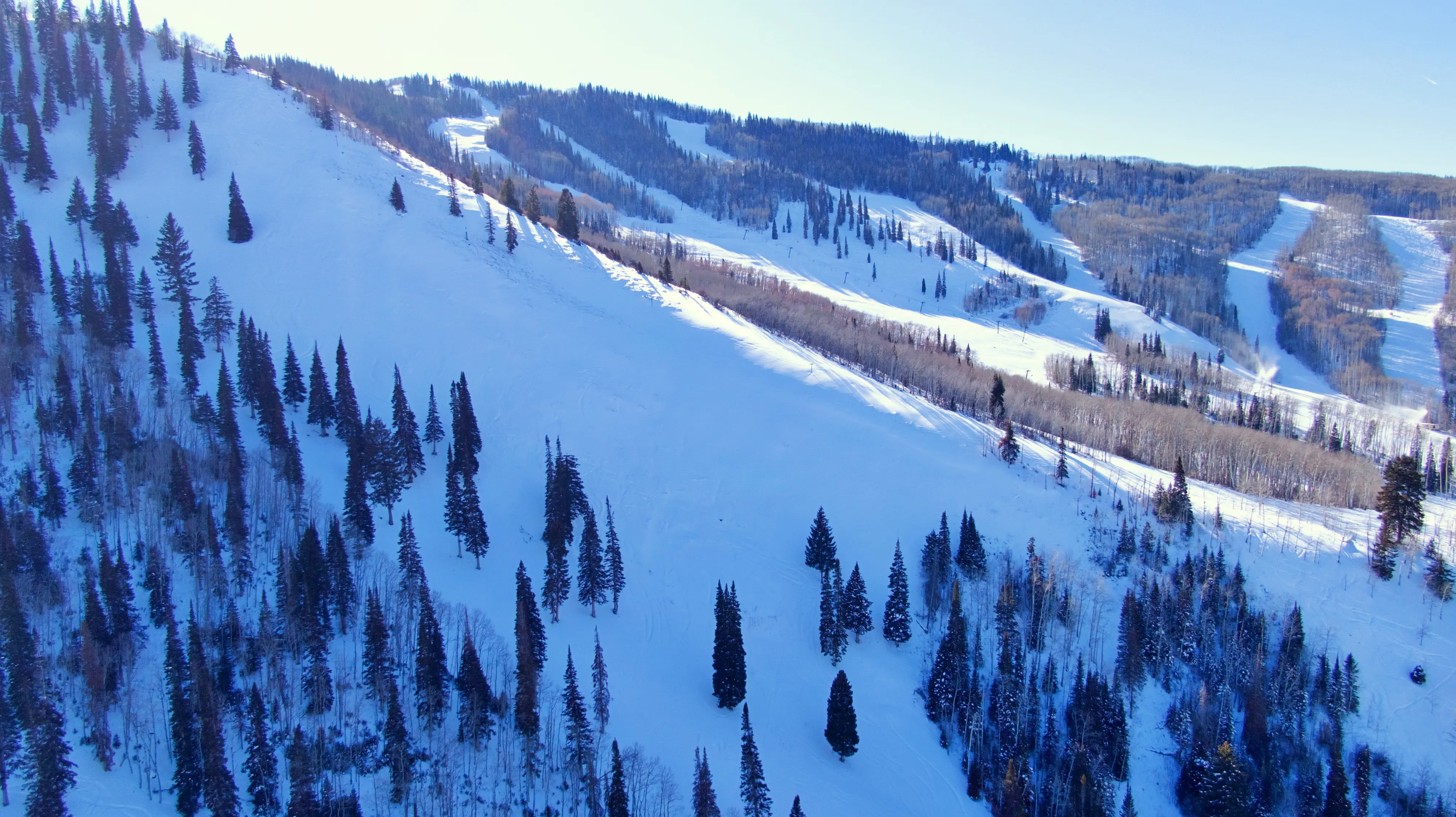 A wide angle view of the slopes at Sunlight