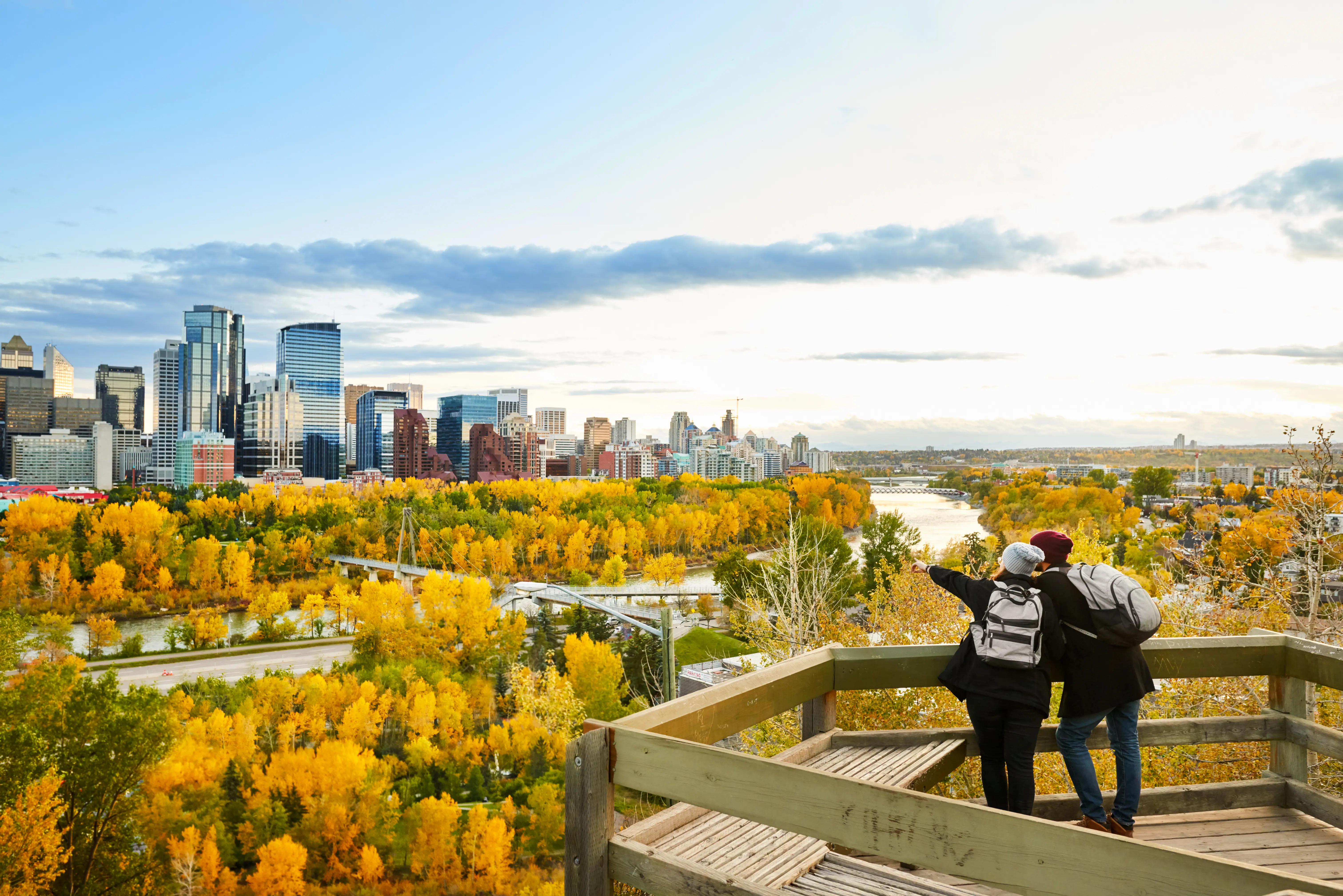 A couple exploring the city of Calgary