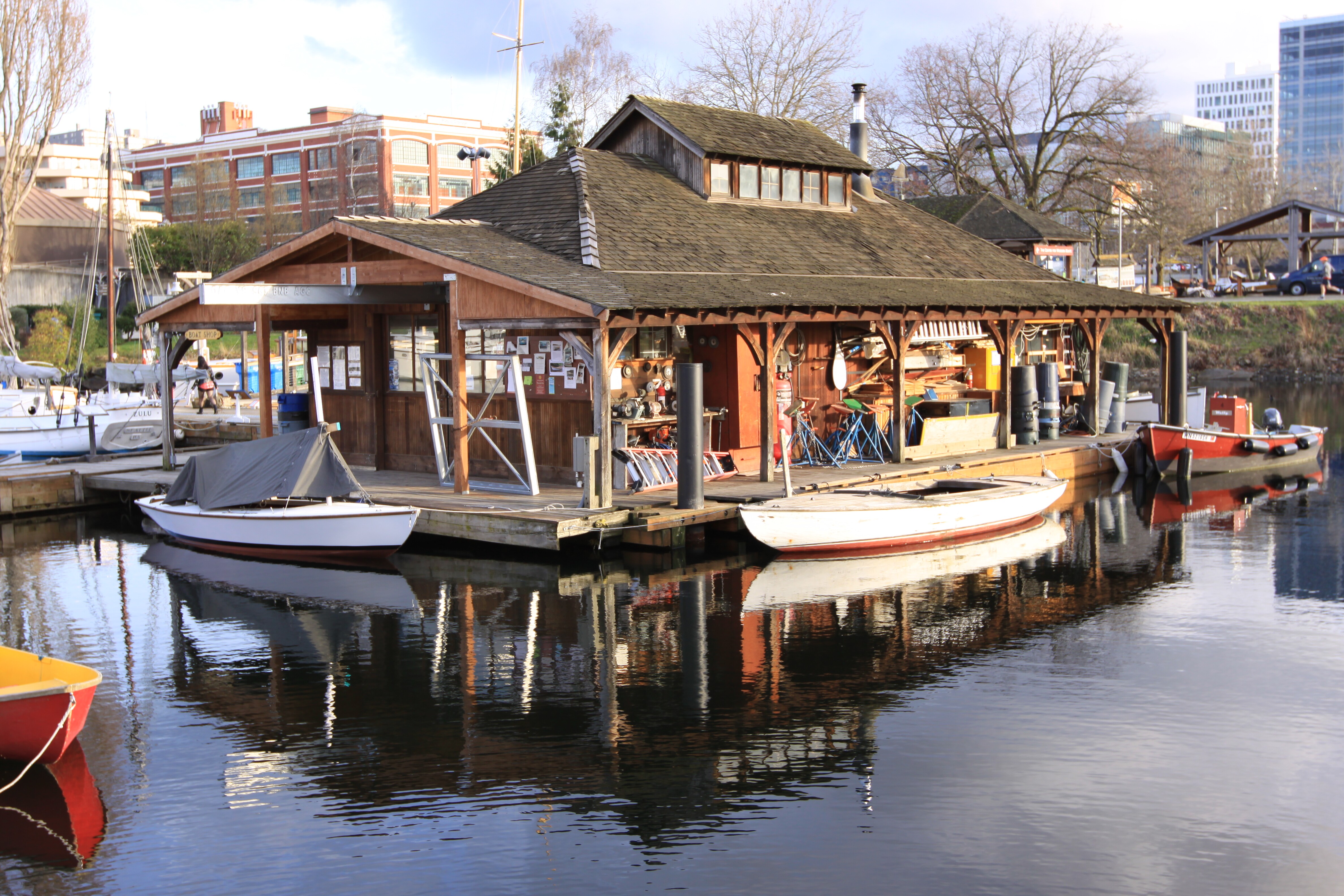 Exterior image of The Center for Wooden Boats in Seattle.