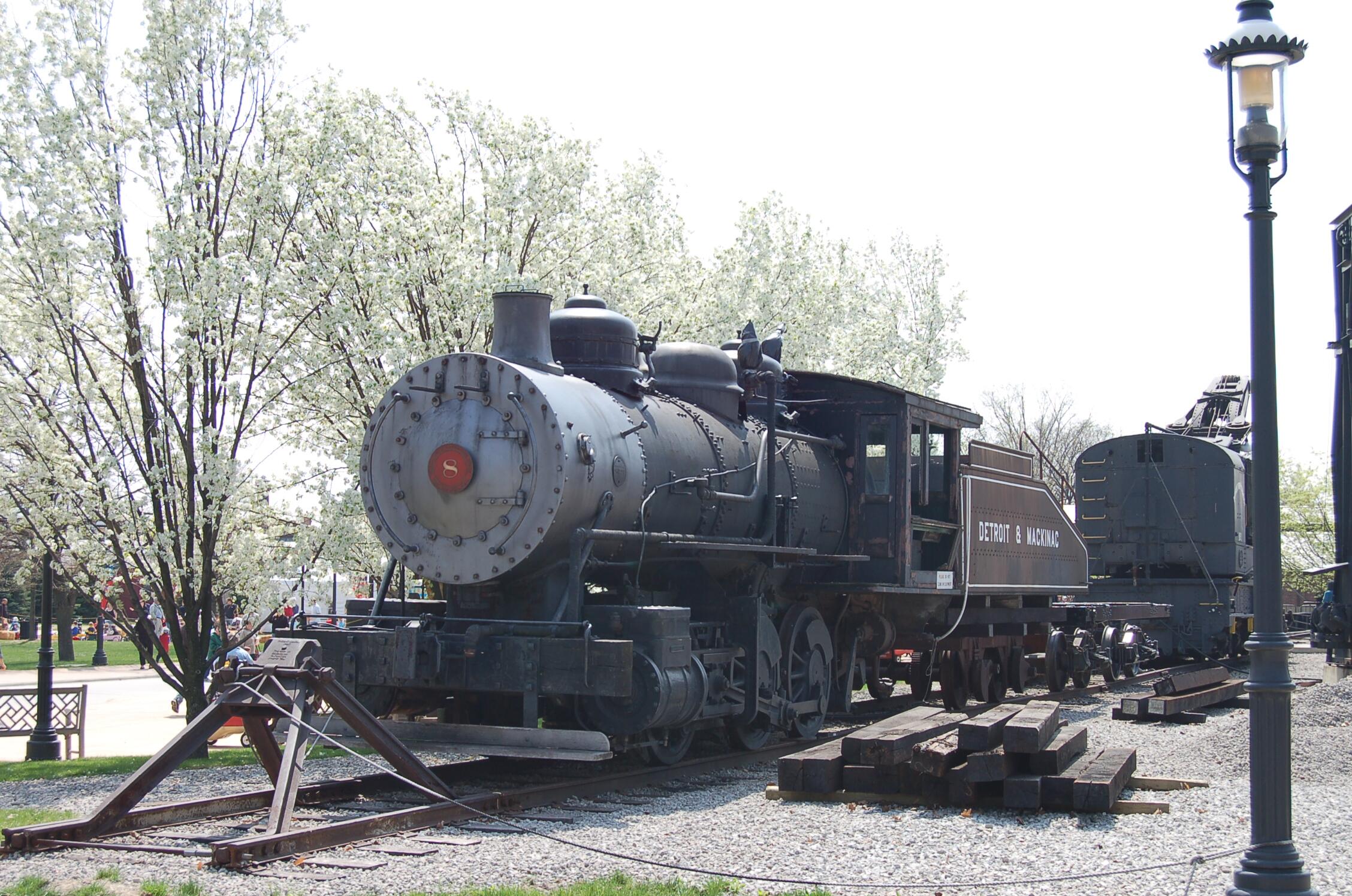 Outdoor image of locomotive at the Greenfield Village