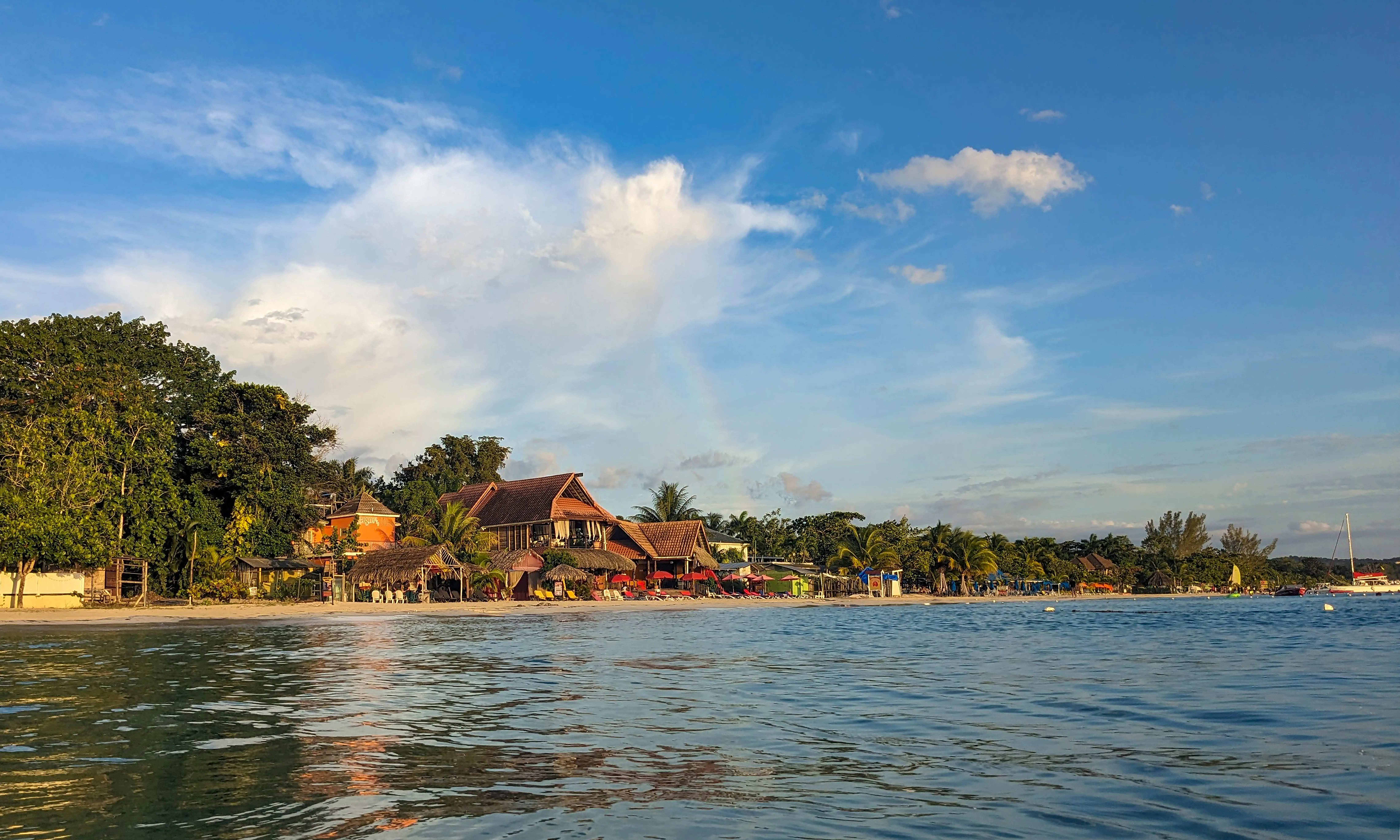 Image of hotel resorts on the coast of Negril, Jamaica.