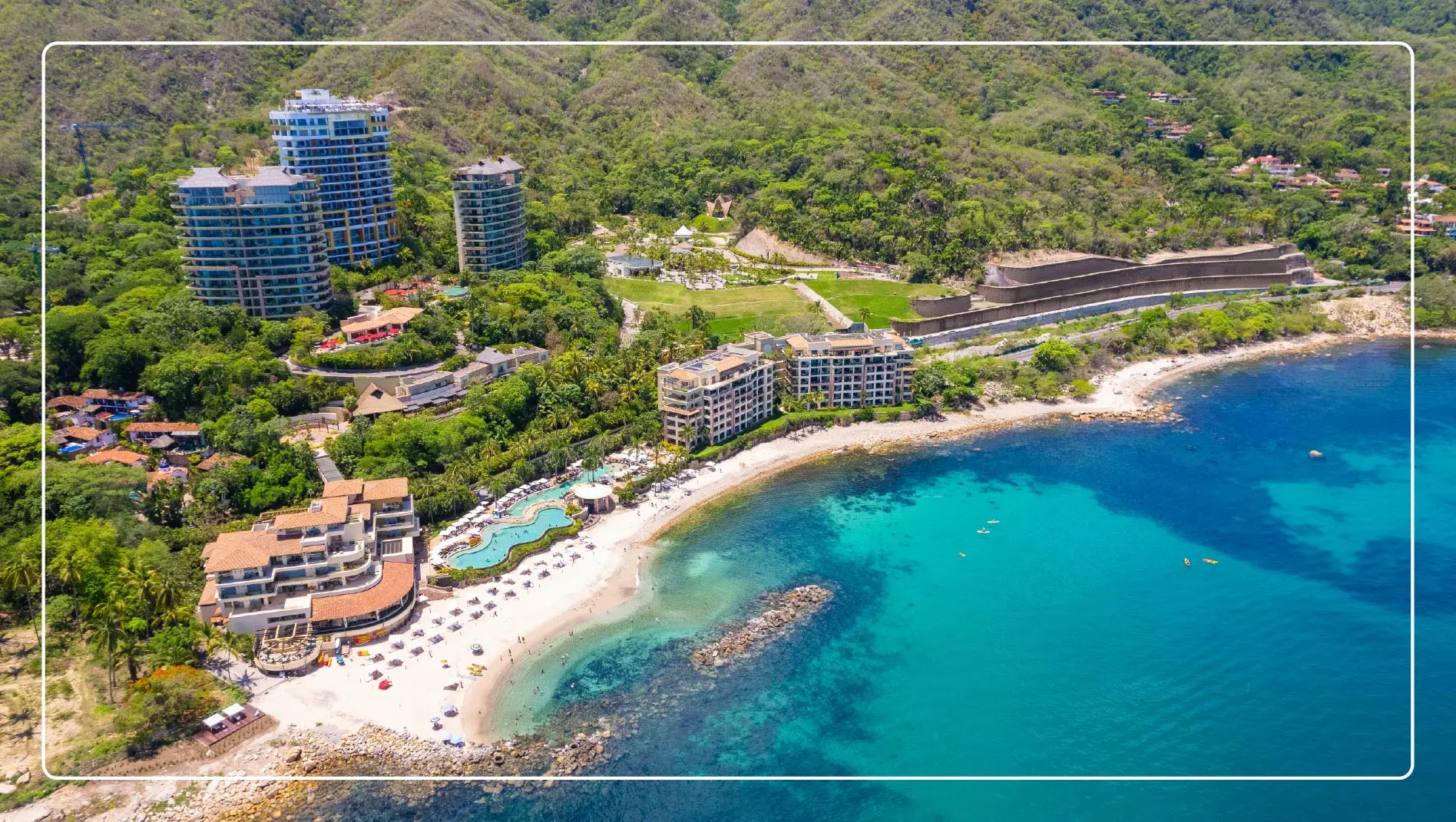 An aerial view of Hotel Mousai Puerto Vallarta.