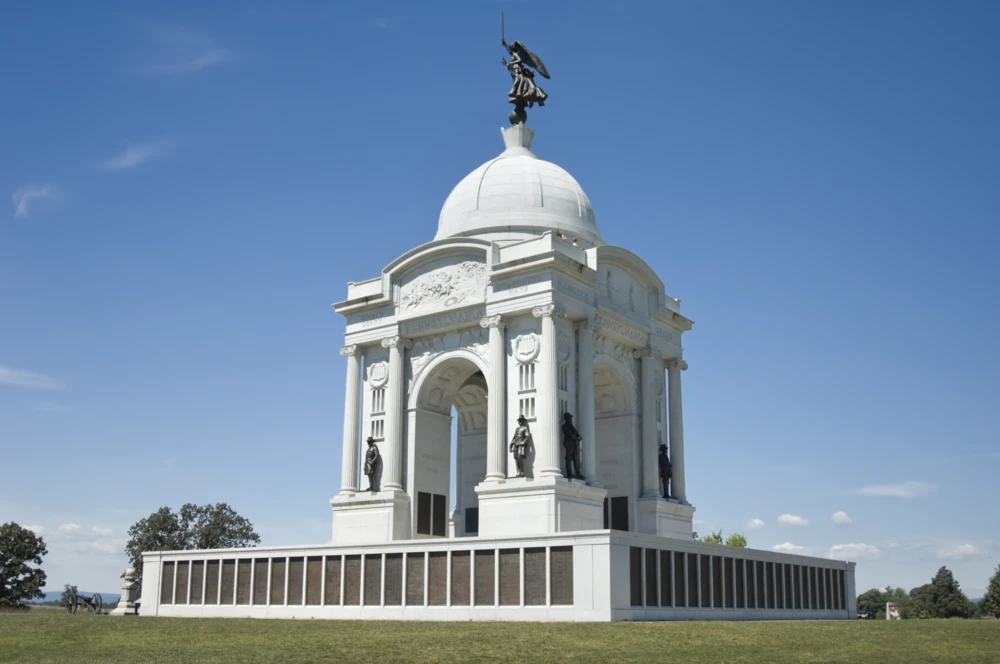 pennsylvania state memorial, soldier monument, battle, cemetery ridge battle line