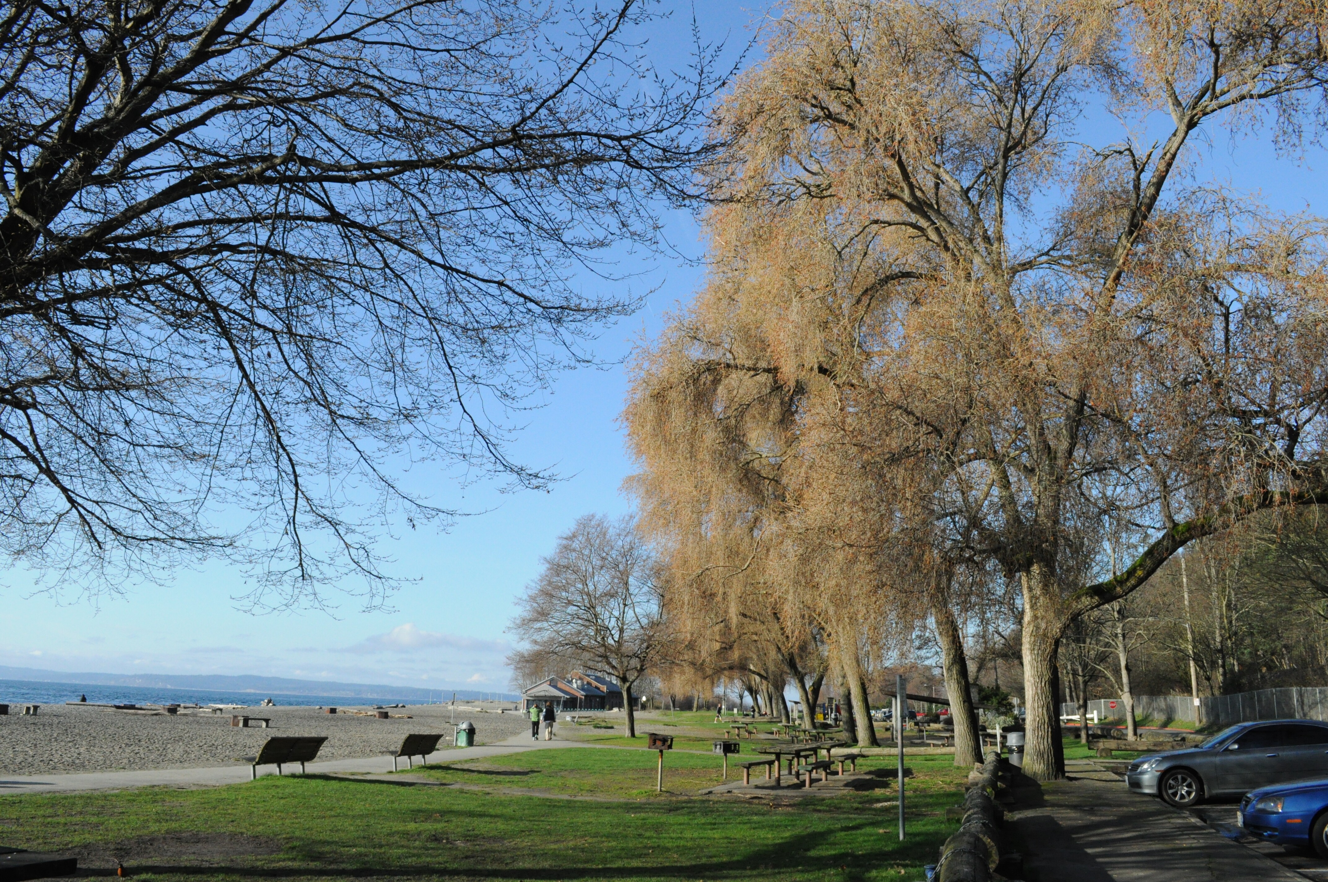 Image of the grounds and nearby shoreline of Golden Gardens Park in Seattle.