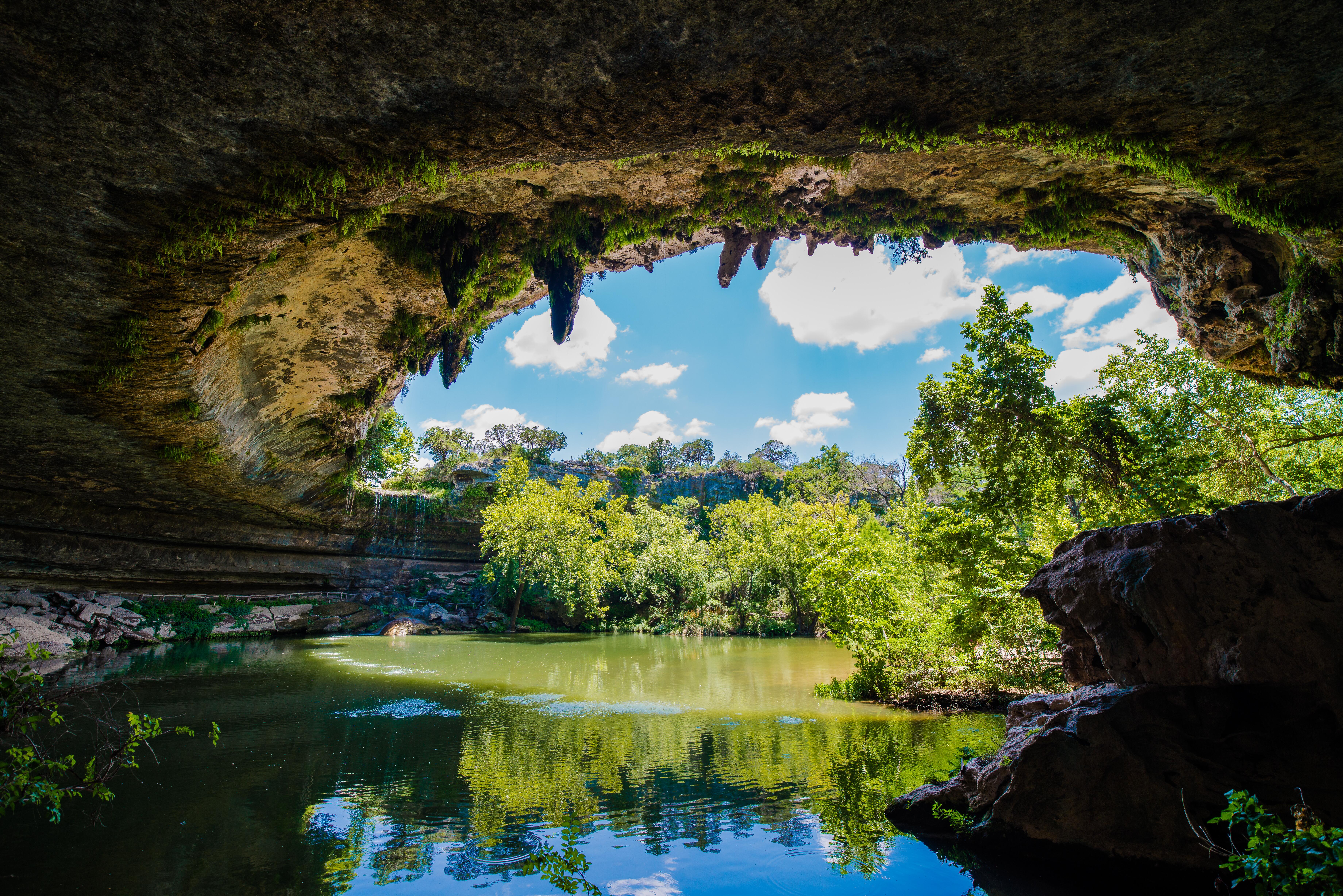 Image from within the grotto at Hamilton Pool Preserve.