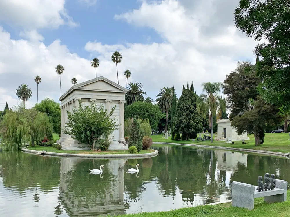 Stars of television and screen are buried at Hollywood Forever Cemetery in Hollywood, California.