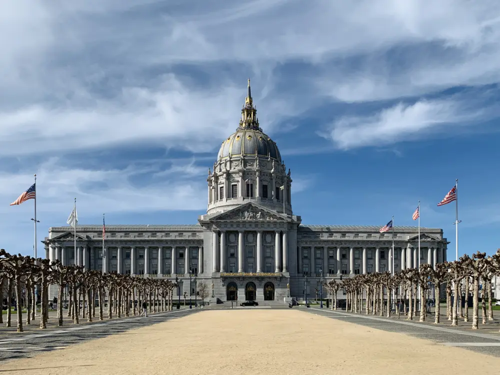 An exterior view of San Francisco City Hall