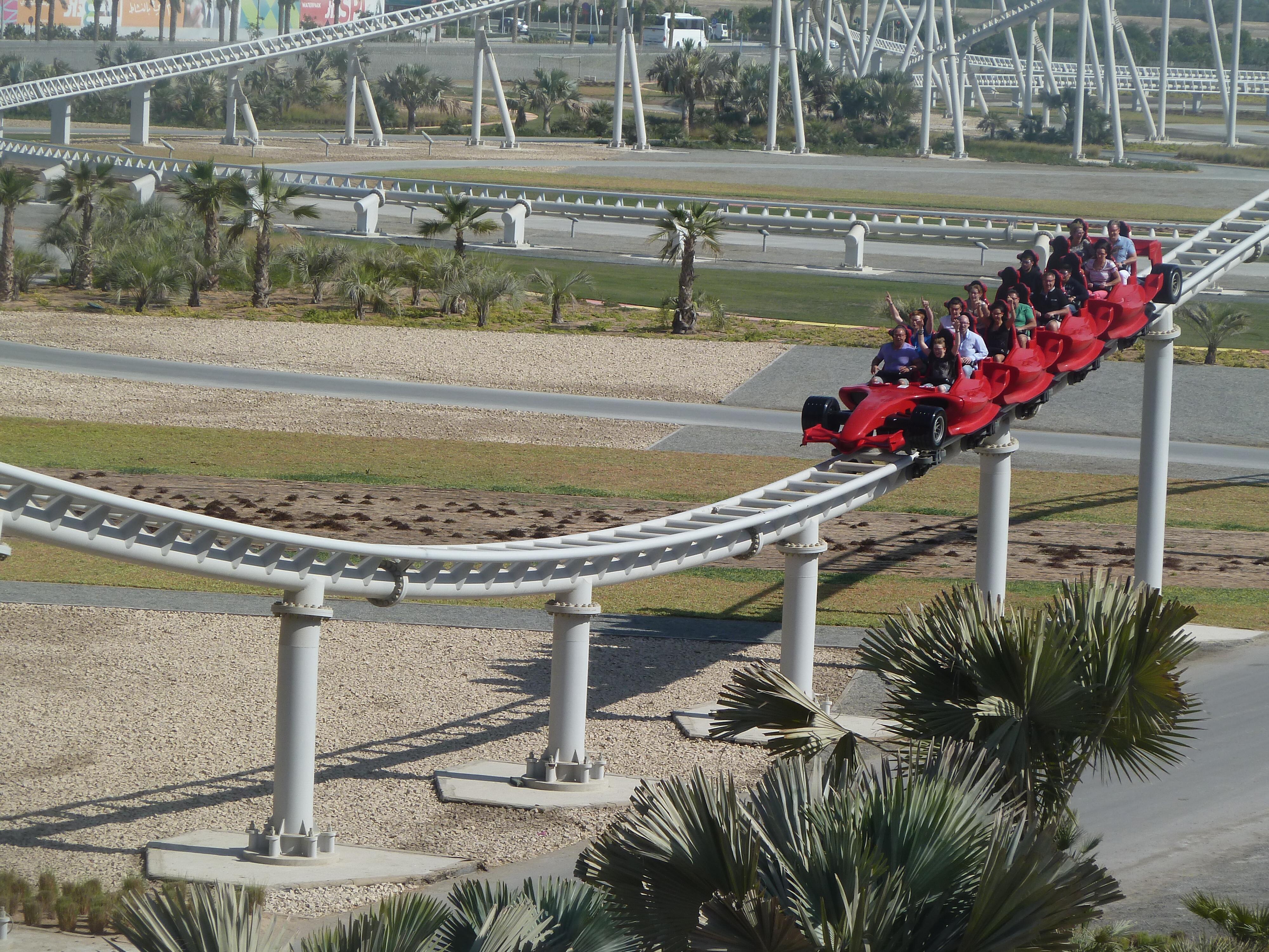 Image of the Formula Rossa Roller Coaster at Ferrari World Abu Dhabi.