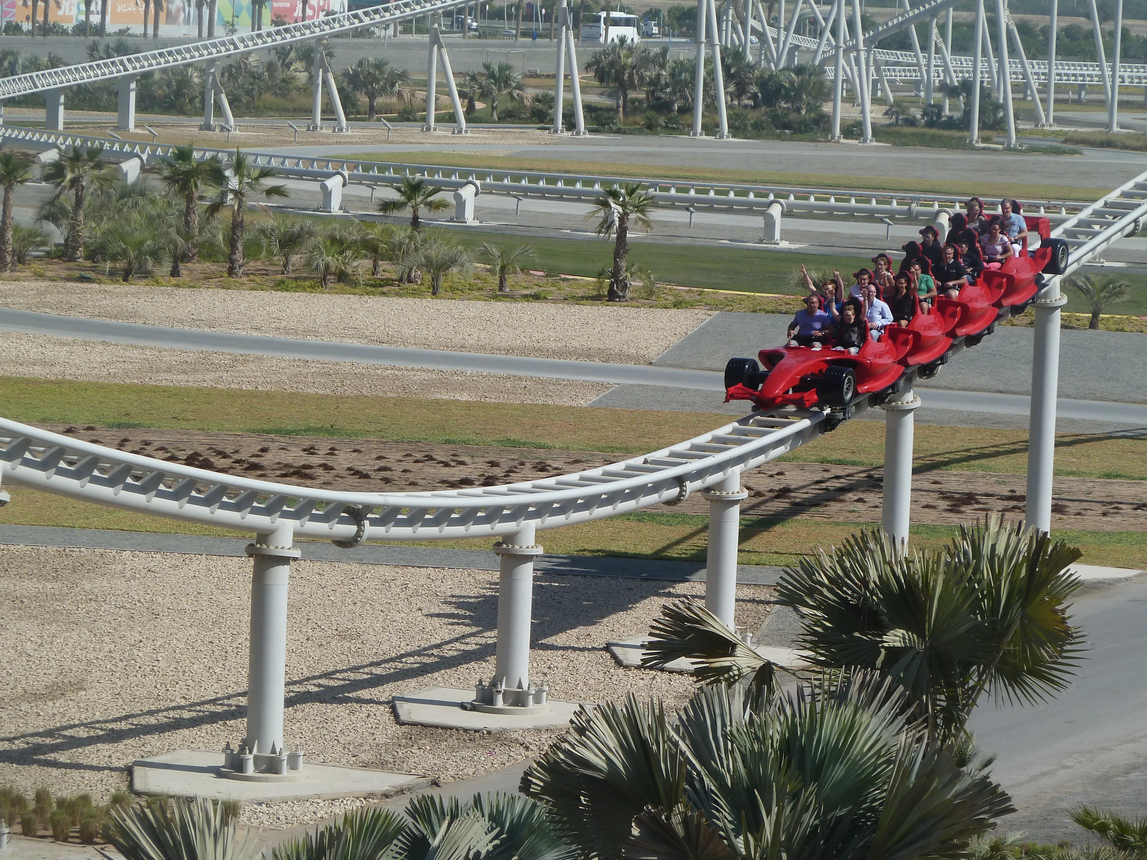 Image of the Formula Rossa Roller Coaster at Ferrari World Abu Dhabi.
