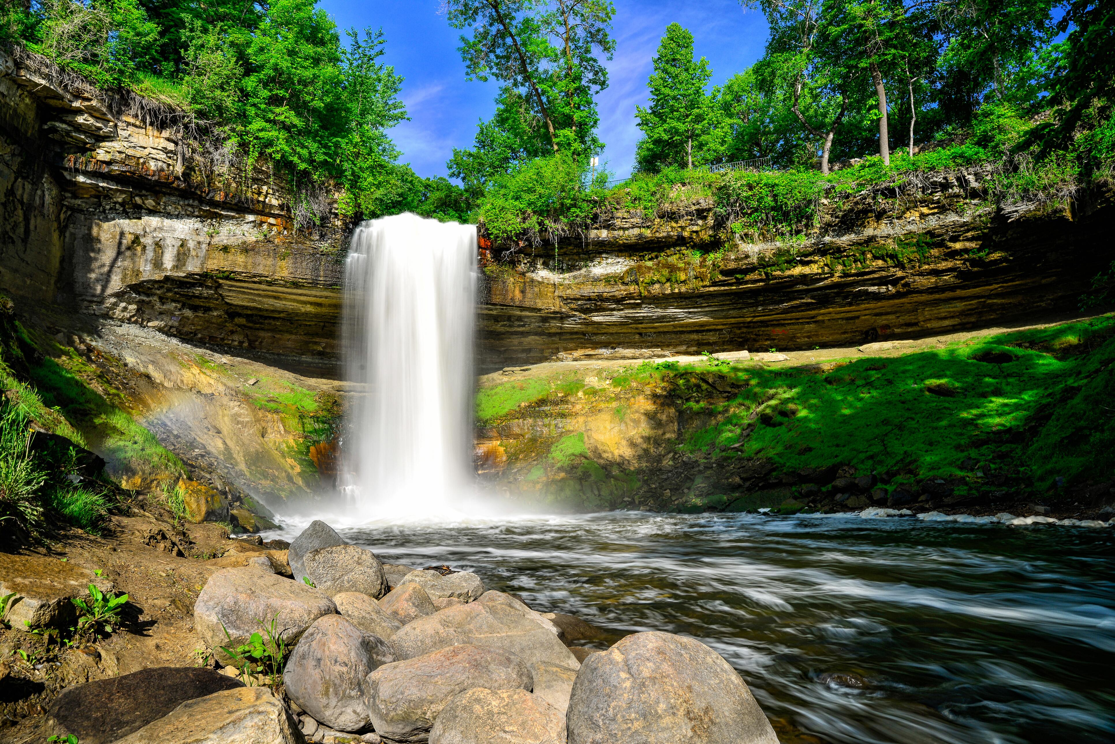 Minnehaha Falls, a waterfall in the city limits of Minneapolis