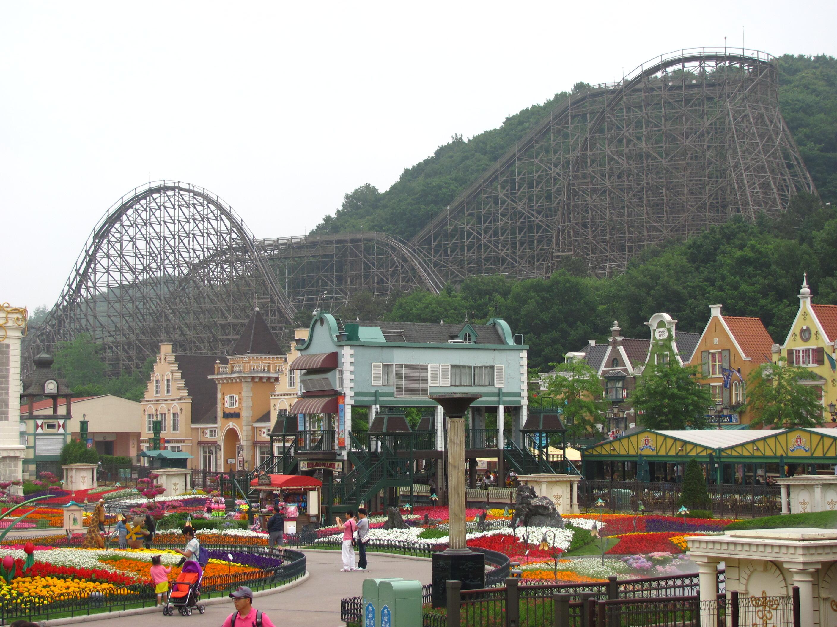Image of the T Express wooden roller coaster at Everland in South Korea.