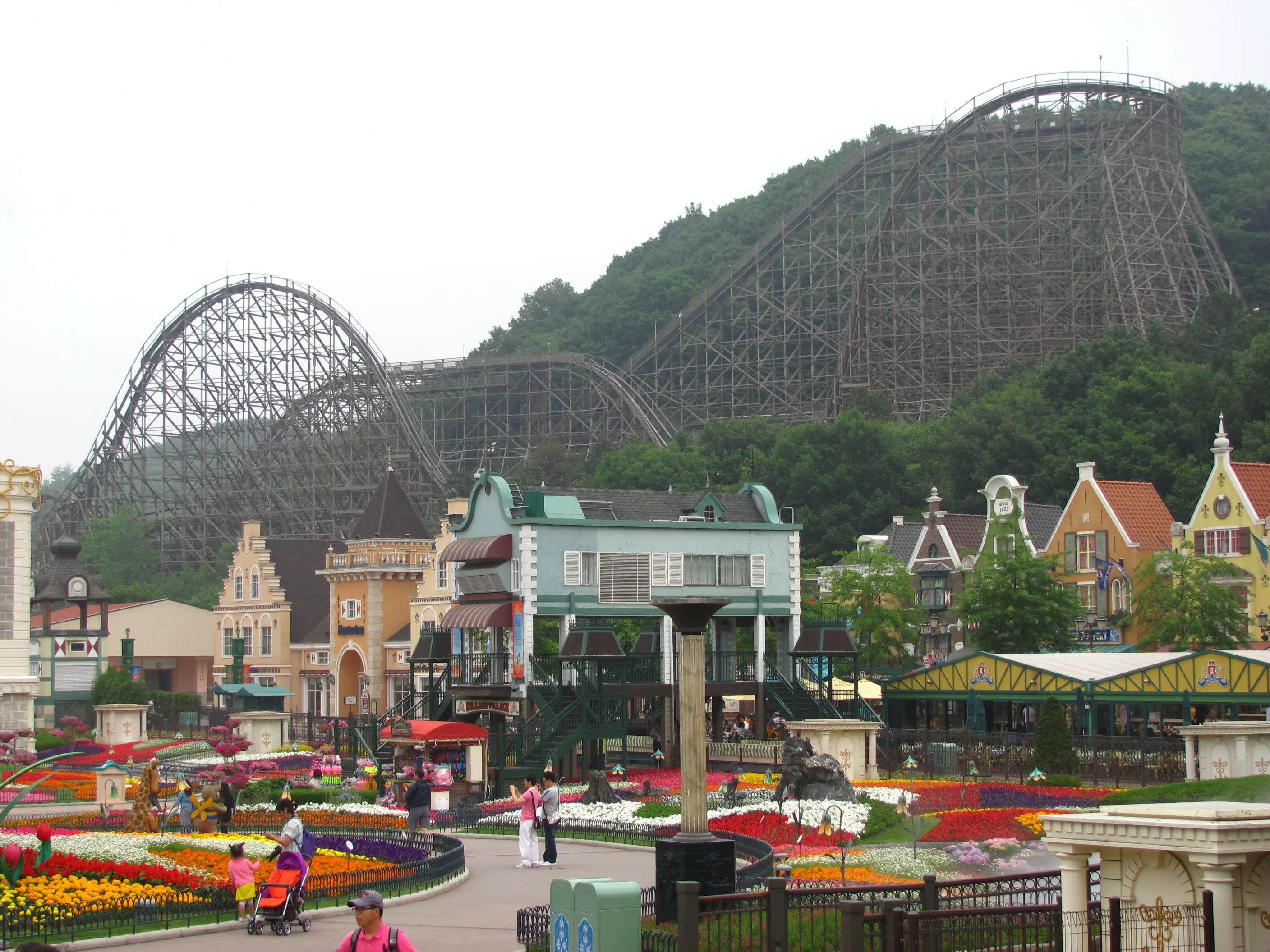 Image of the T Express wooden roller coaster at Everland in South Korea.