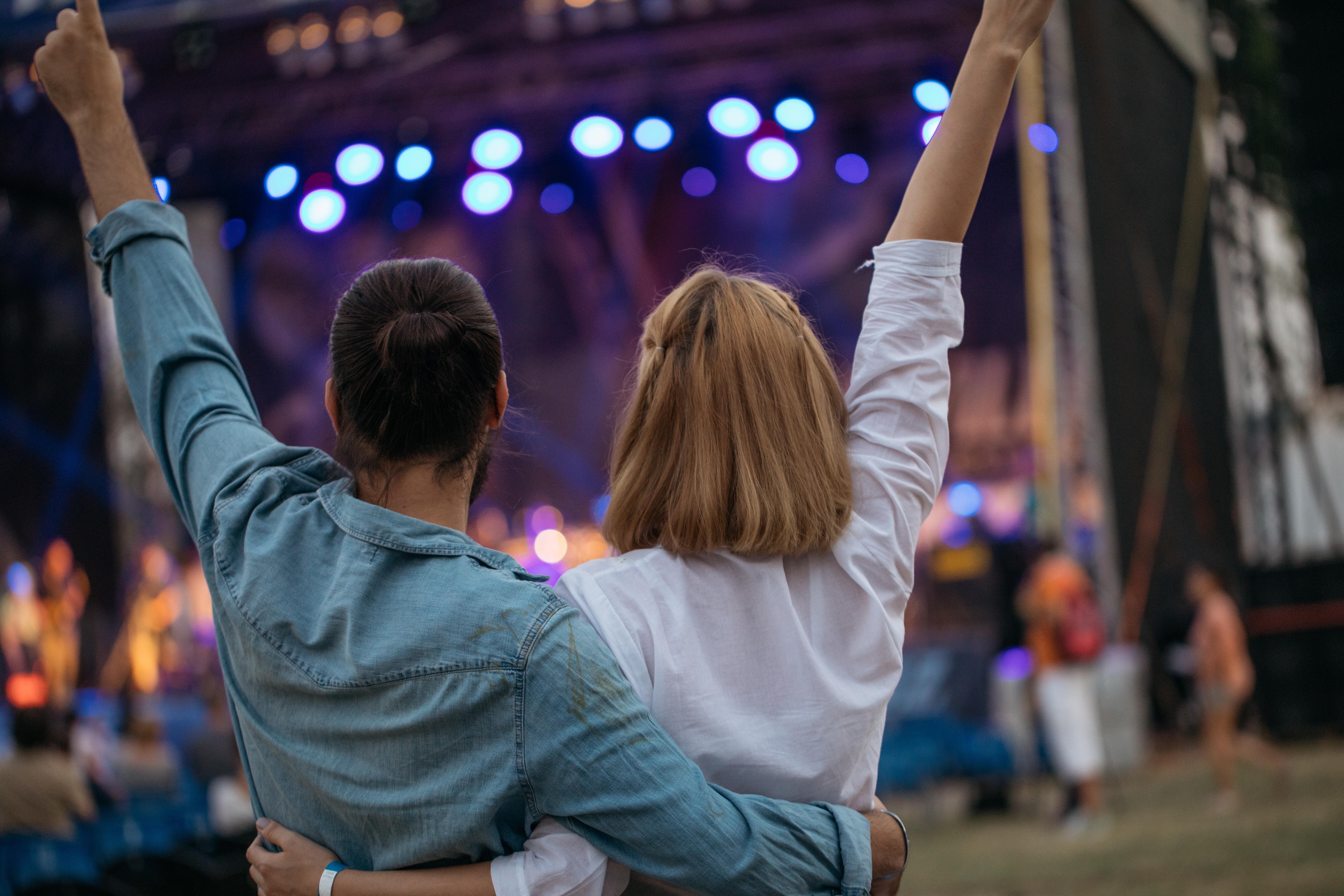 Couple at an outdoor music concert