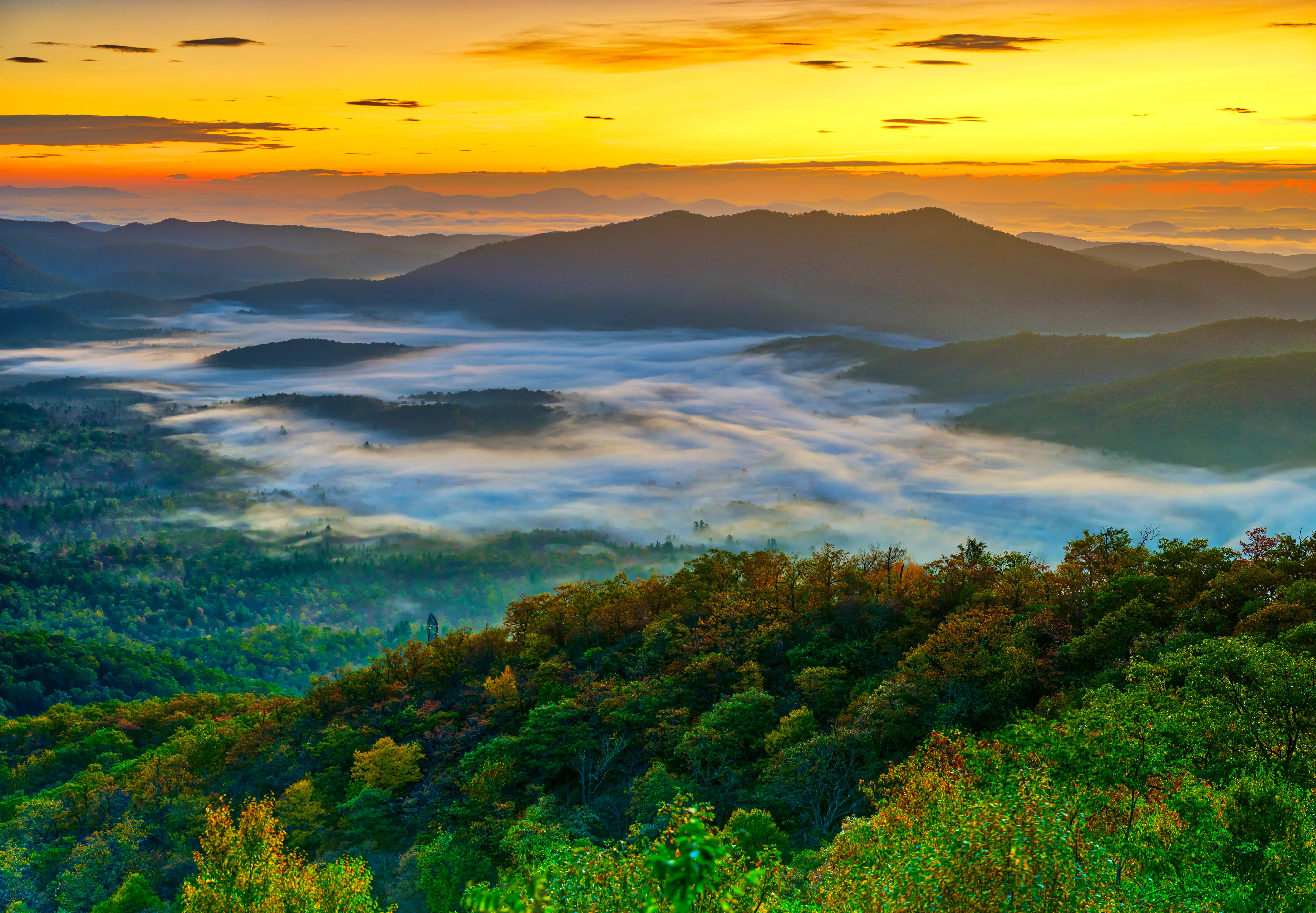 Sunrise over Pisgah National Forest