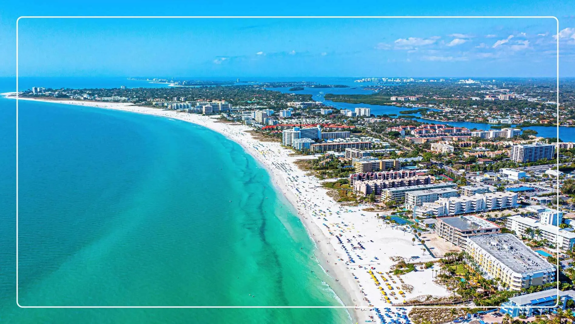 An aerial view of Siesta Key Beach in Florida.
