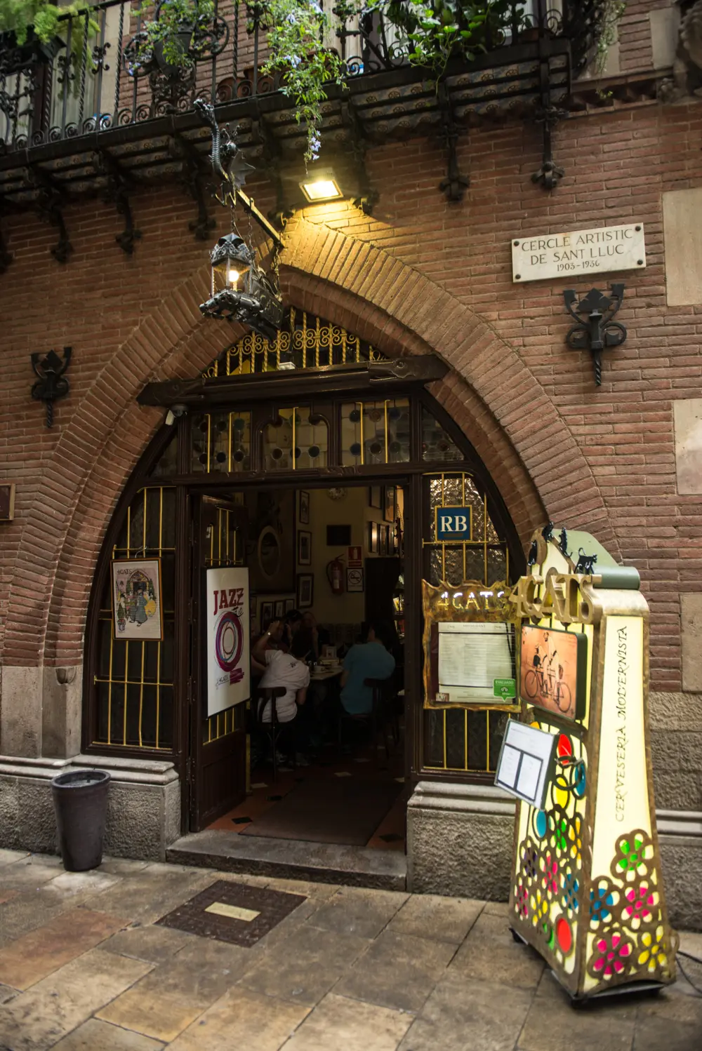 Entrance to Els Quatre Gats restaurant in Barcelona Spain