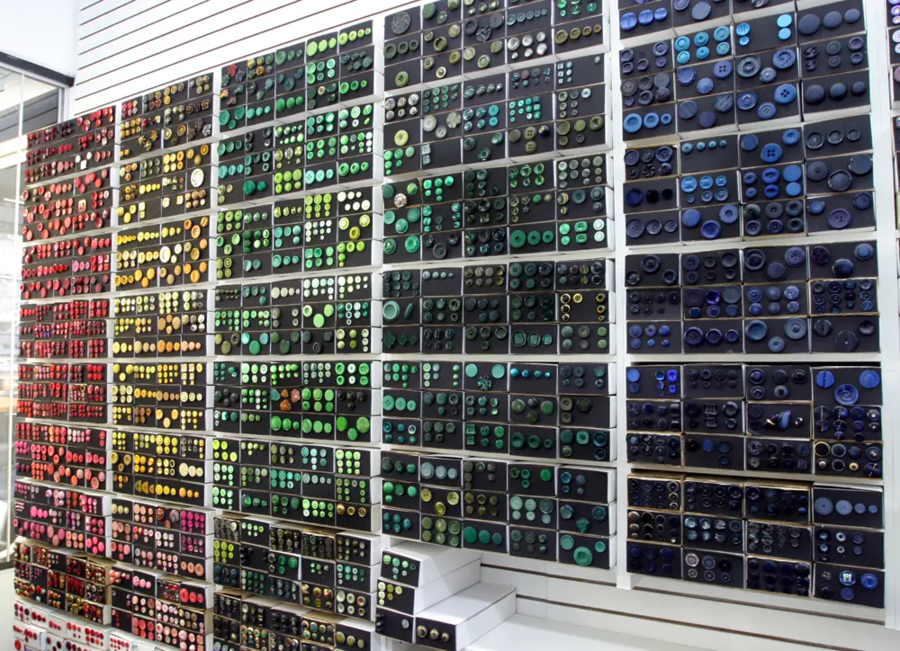 Colorful buttons on wall
