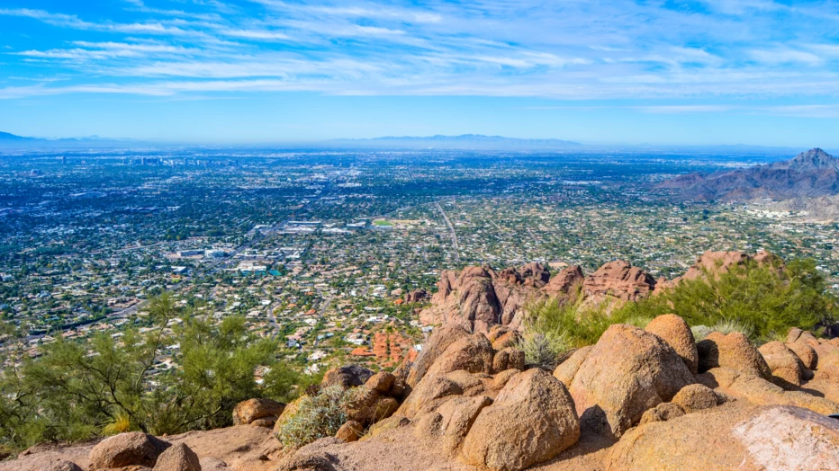 View of Phoenix from Camelback Mountain in Arizona
