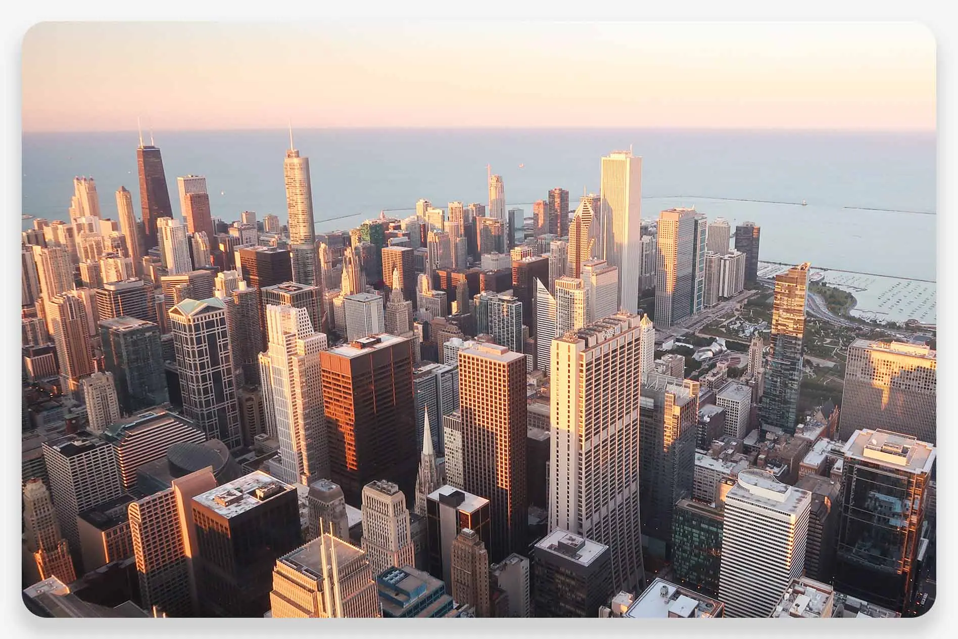 Aerial view of the Chicago skyline