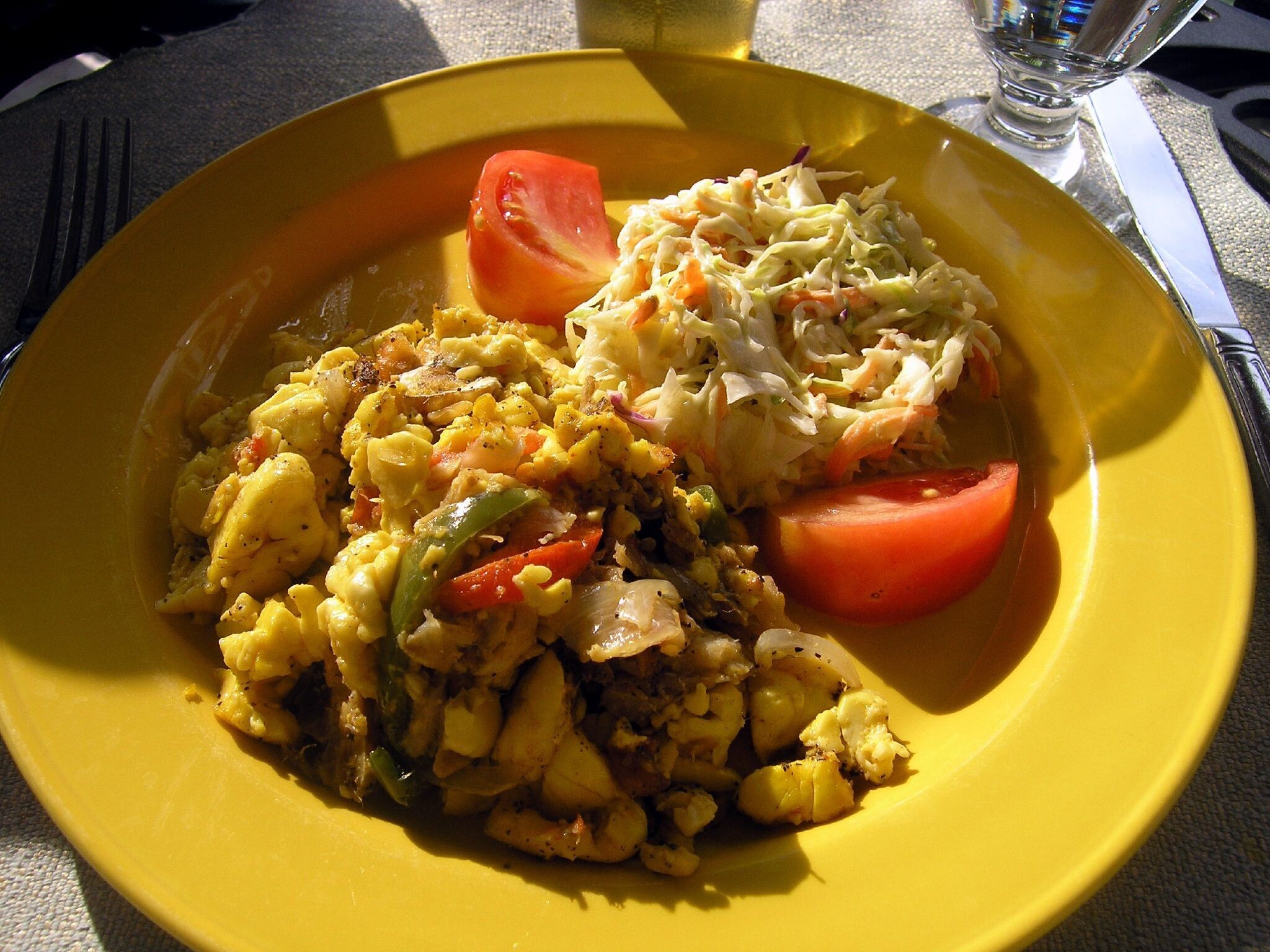 Image of the Jamaican national dish of ackee and saltfish.