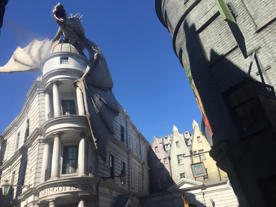 dragon atop a building in Harry Potter, Diagon Alley