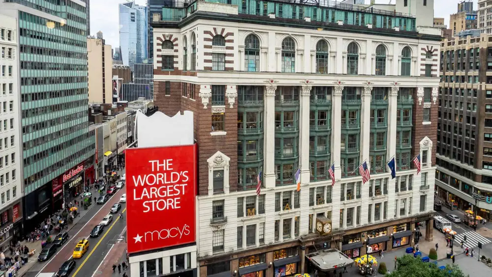 Exterior of the Macy’s flagship store, a popular fashion thing to do in New York.