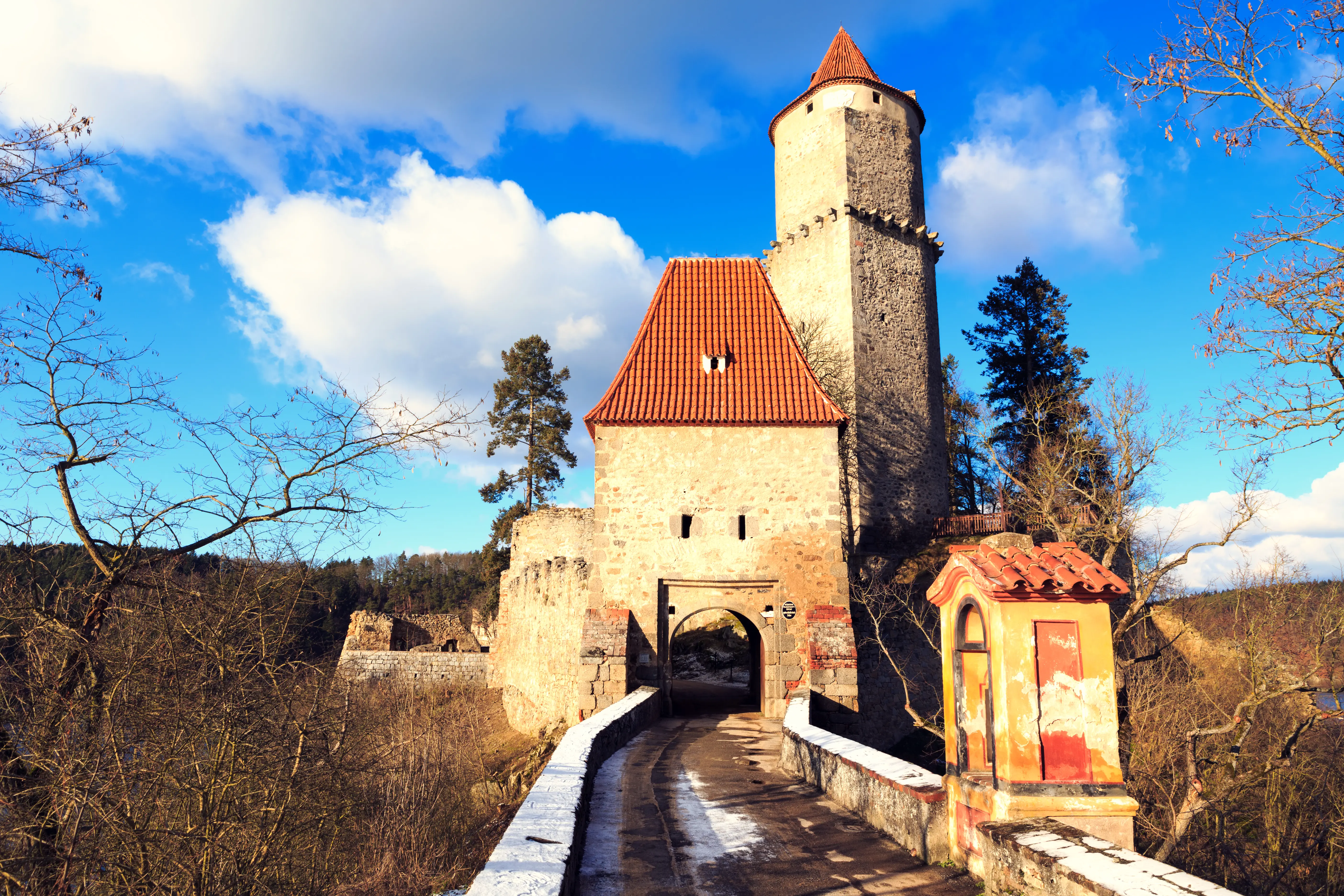 Outdoor evening picture off Zvíkov Castle in Czechia.