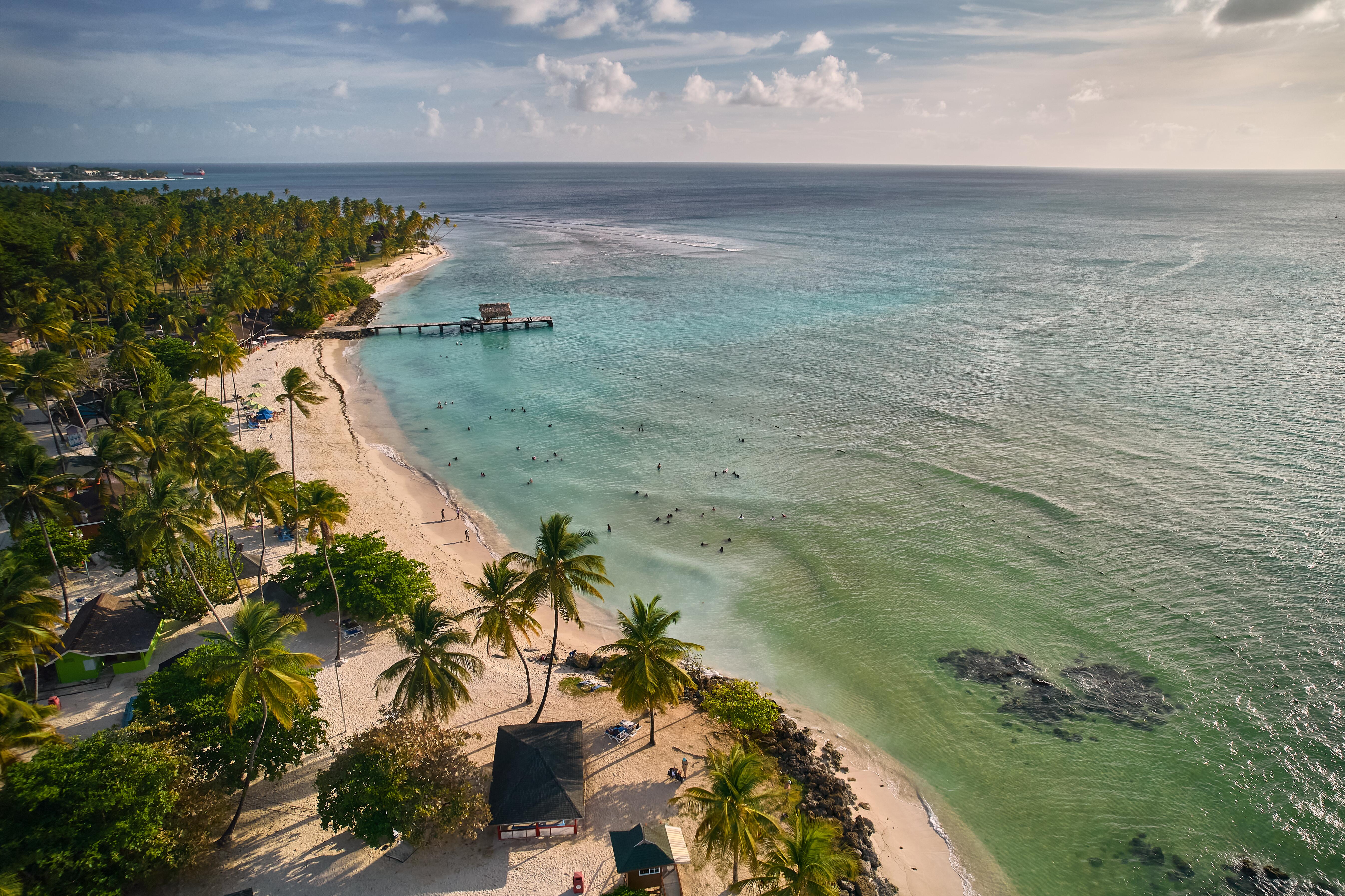 Aerial image of Pigeon Point looking south to Crown Point, Tobago.